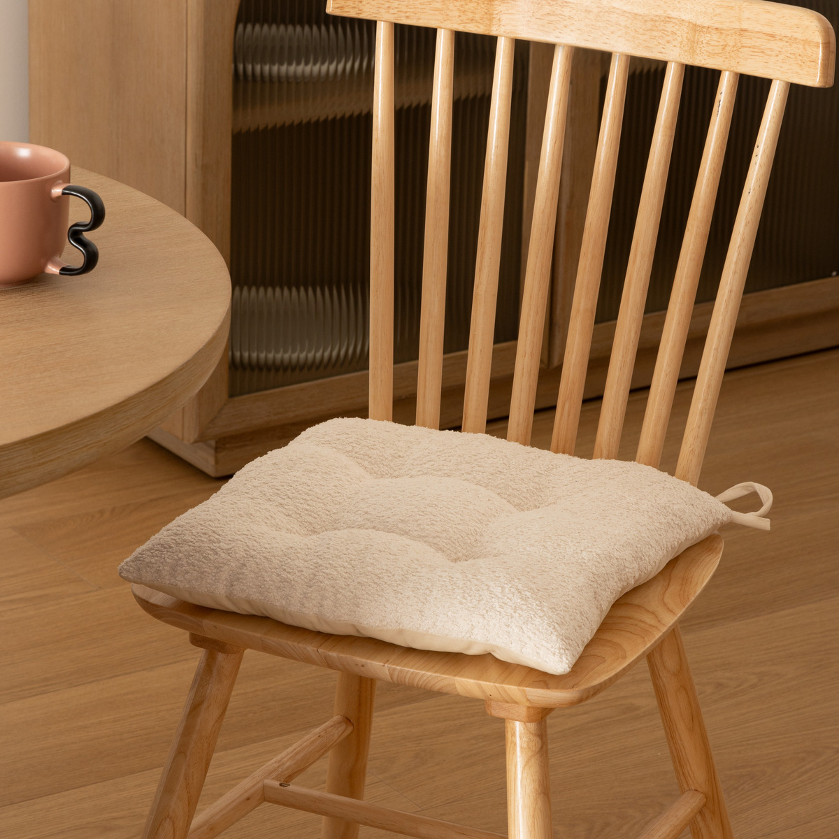 Chair pad "Soana" Terry, Ivory white, 38x38 cm
