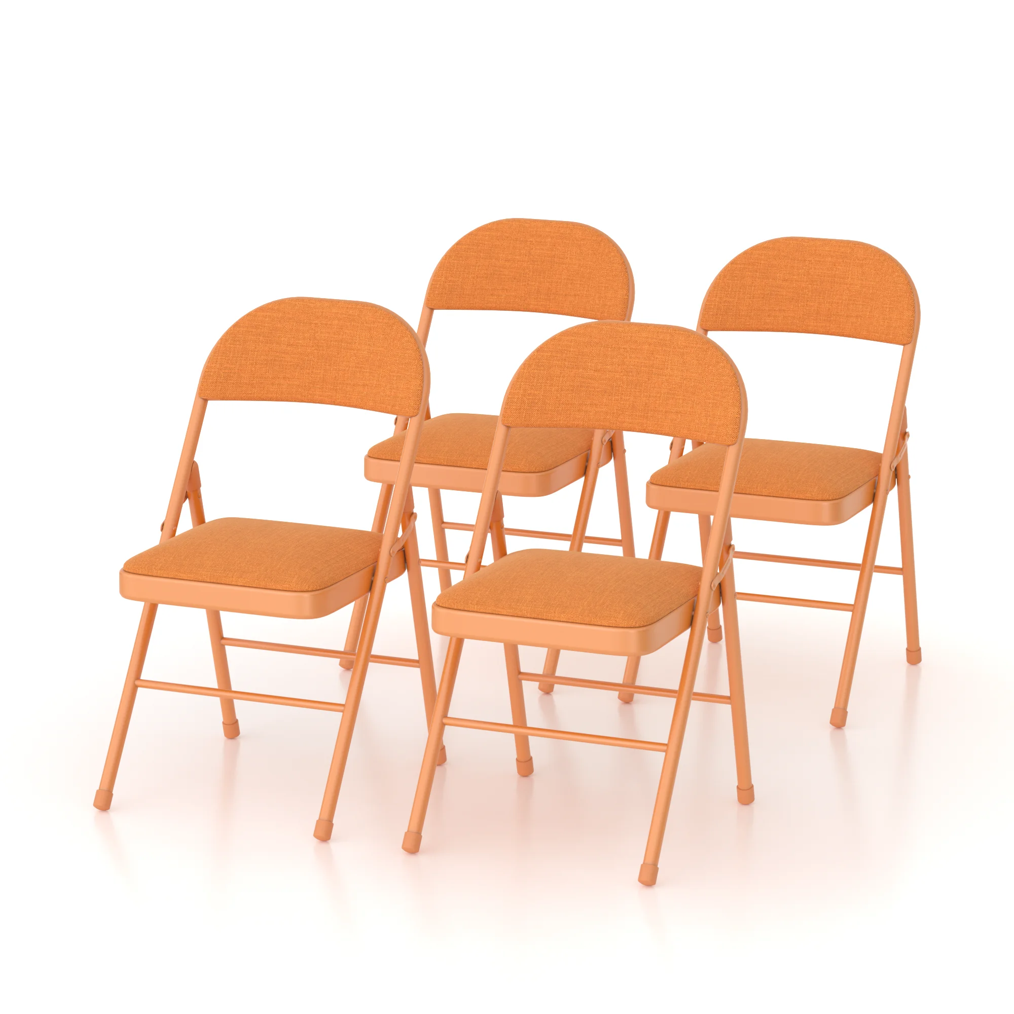 VECELO Set of 4 Folding Chairs, Fabric Dining Chair Set with Padded Cushion and Back, Indoor Outdoor Upholstered Seat with Metal Frame for Home Office Events Wedding Party, Orange - Image 13