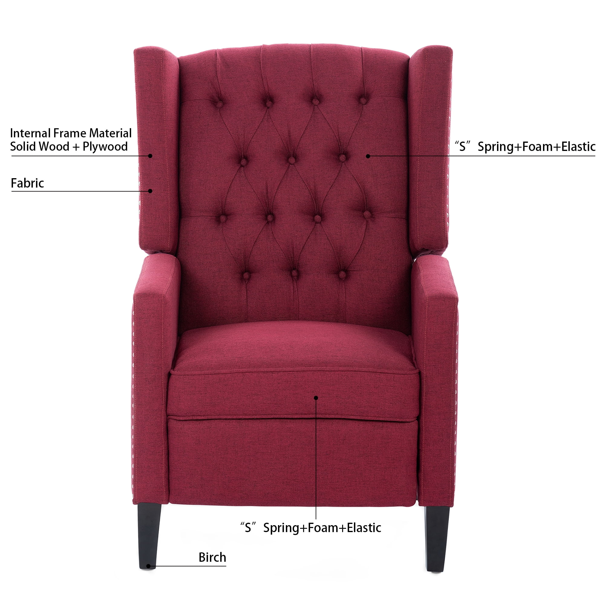 Recliner Chair, Living Room Chairs with Arms, Adjustable Single Reclining Sofa, Home Theater Seating Arm Chair with Thick Padded Seat, Footrest, Lounge Chair for Bedroom, Blue - Image 35