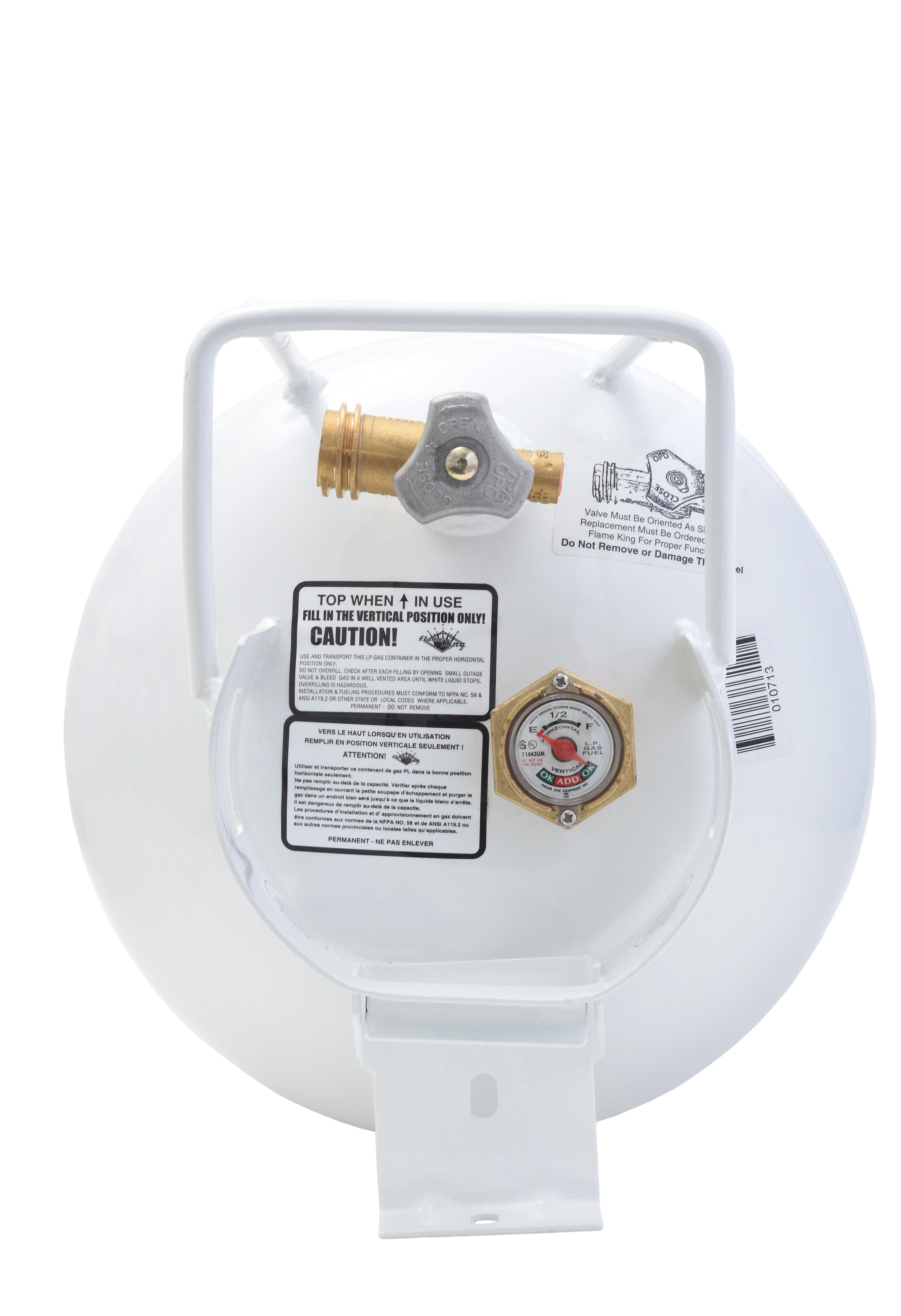Flame King 20LB Empty Steel Horizontal Propane Tank Cylinder with OPD & Built-in Gauge - Image 6