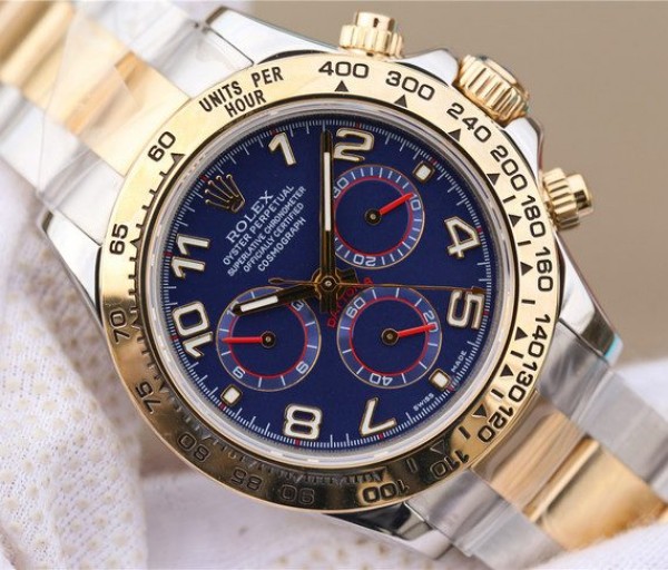 Replica Rolex Daytona 116523 Thick YG Wrapped Blue Dial Numerals Markers SS/YG Bracelet A7750 - Top club