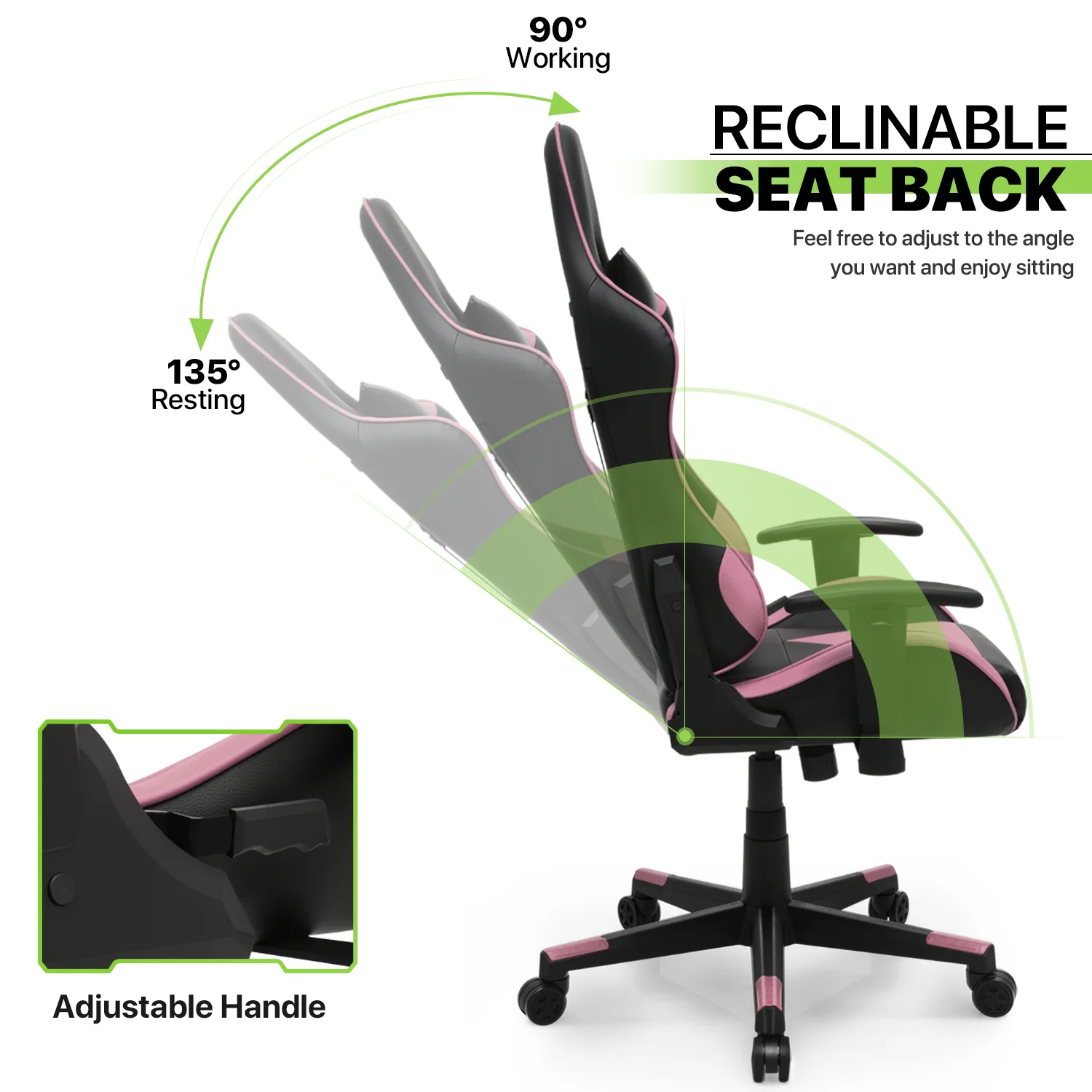 Magshion Ergonomic Gaming Chair, Comfortable Gaming Chair, Computer Chair Leather Desk Chair Adjustable Swivel Gaming Office Chair, Blue - Image 39
