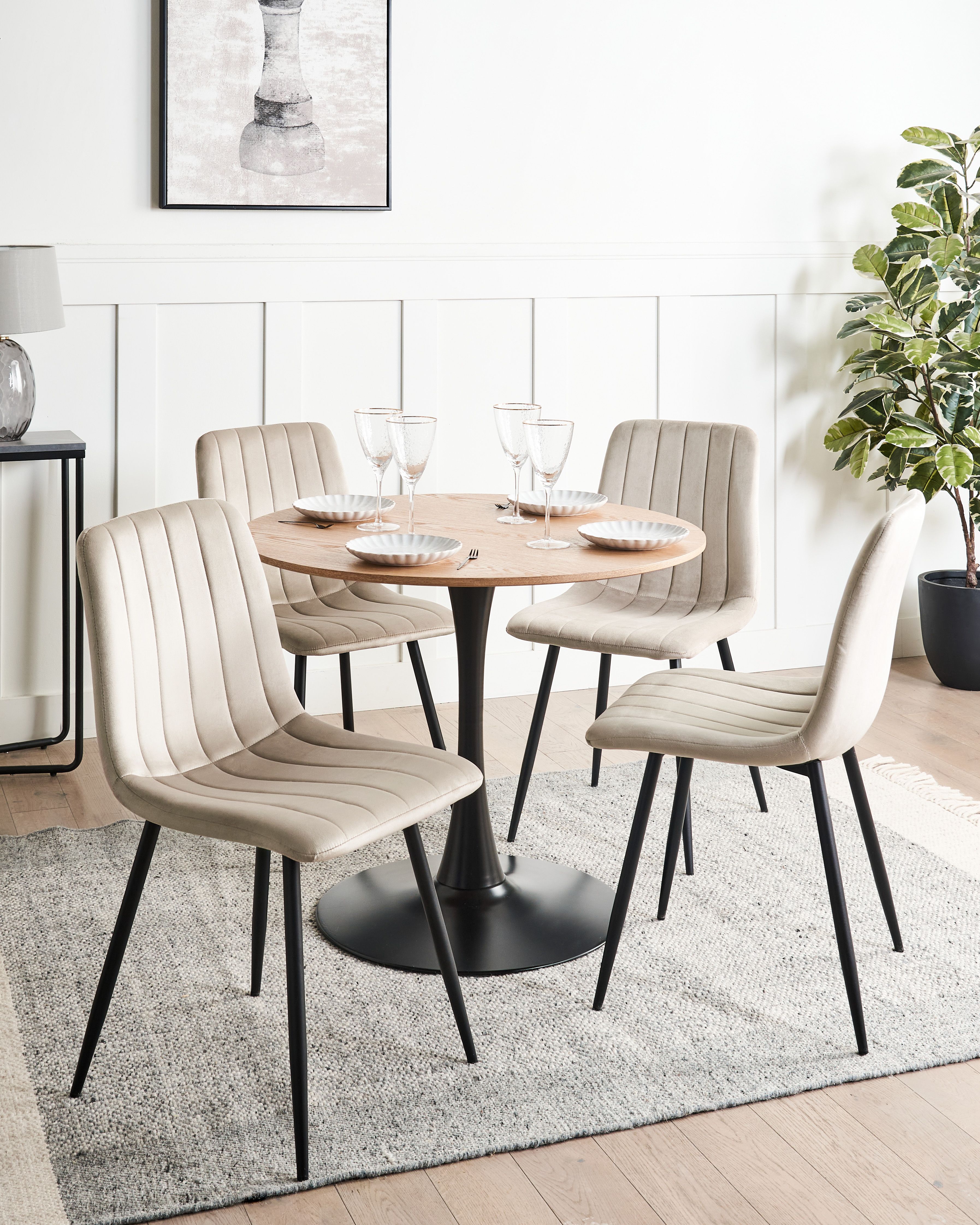 Set of 4 Dining Chairs KALISPELL Velvet Beige