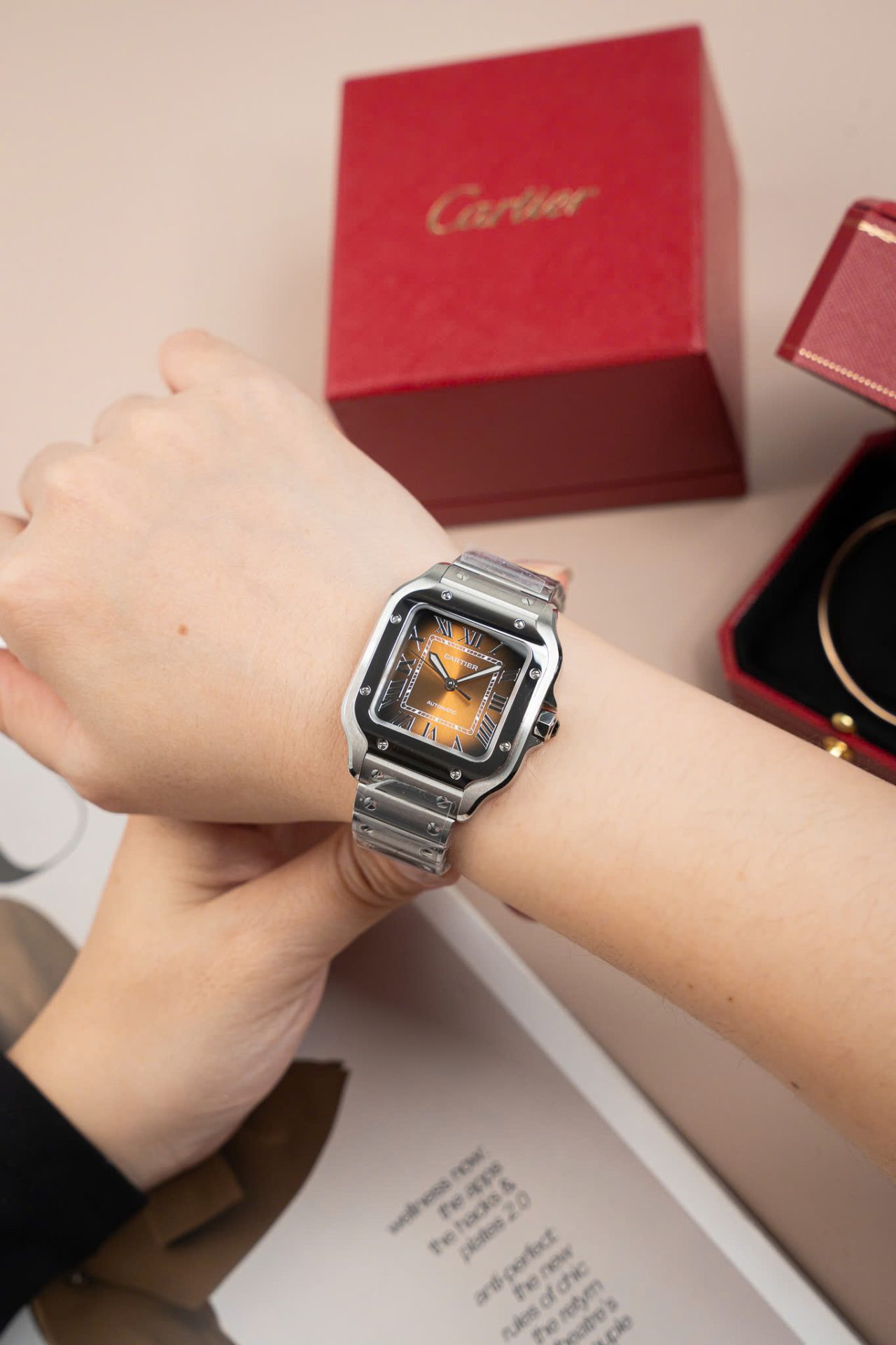 Cartier Santos WSA0065 Best Copies Watch Women Dial Brown BV Factory 35mm - Elite Watch Atelier