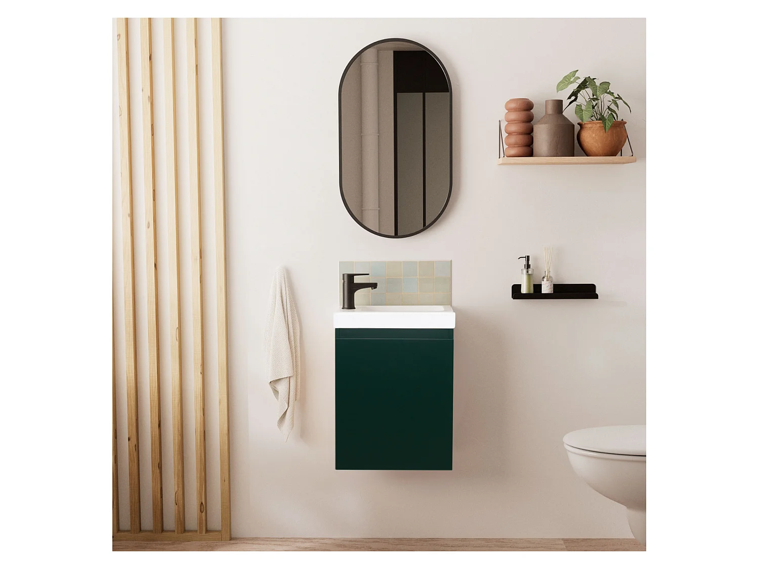 Meuble lave-mains LISA + miroir ovale