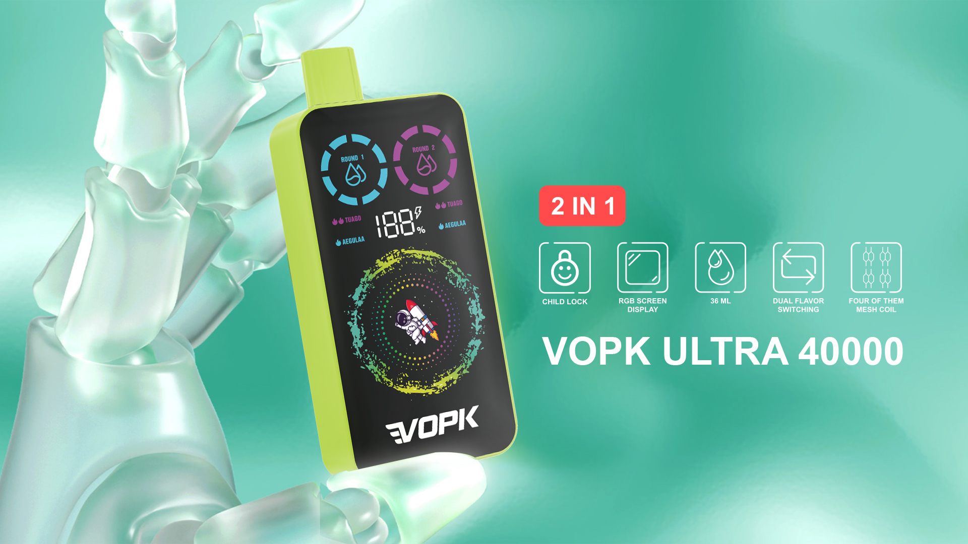 VOPK ULTRA 40 000 puffów – funkcje, wyświetlacz RGB i przełączanie smaków 2 w 1