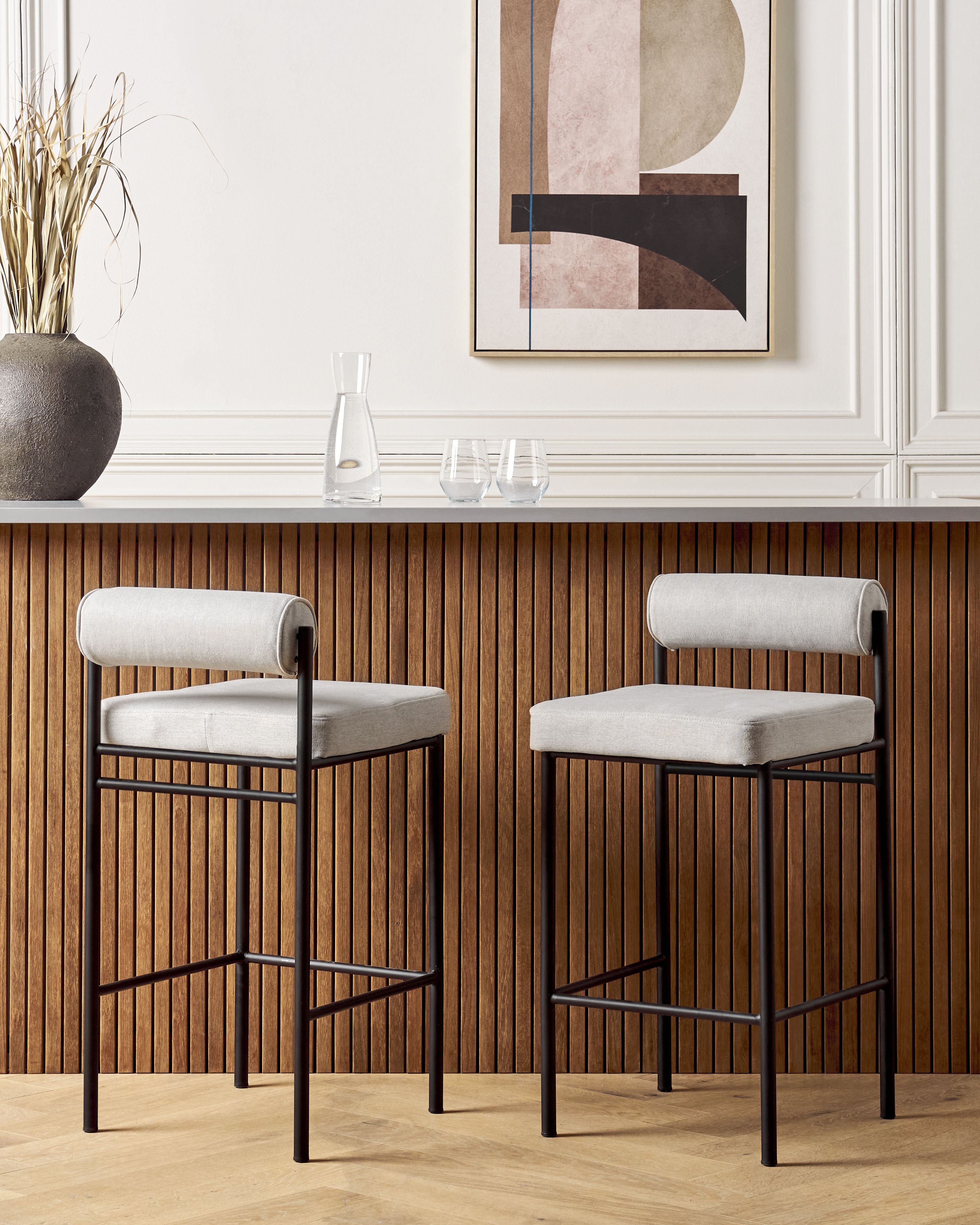 Set of 2 Bar Chairs AMAYA Light Grey