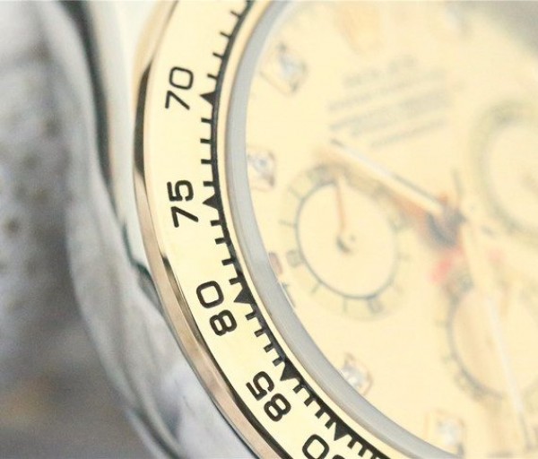Replica Rolex Daytona 116523 Thick YG Wrapped YG Dial Diamonds Markers SS/YG Bracelet A7750 - Top club