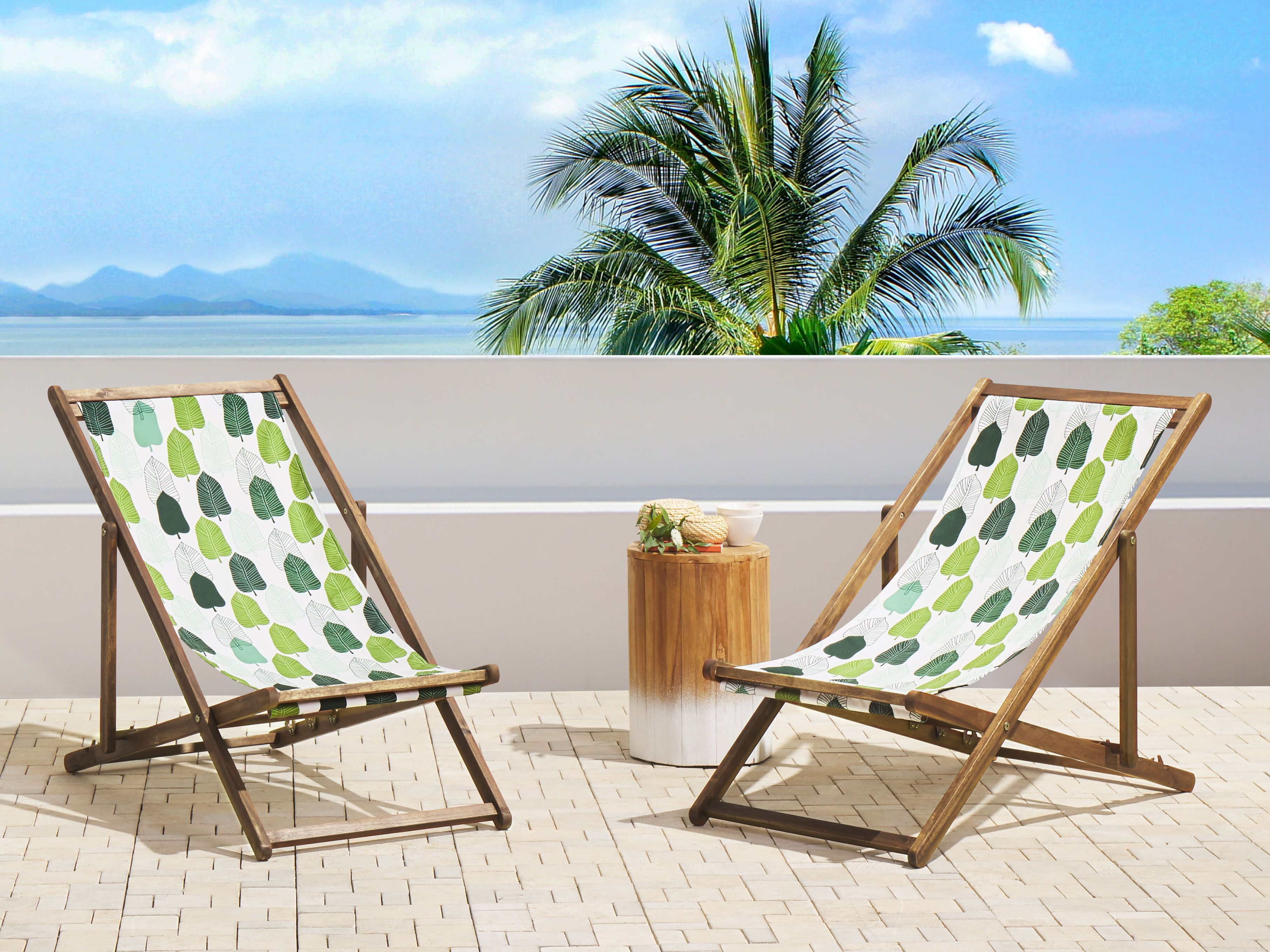 Set of 2 Sun Lounger Replacement Fabrics ANZIO/AVELLINO 113 x 44 cm Green