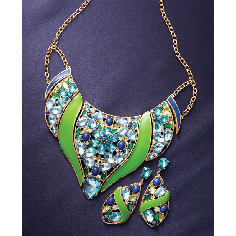 Crystal Floral Enamel Earrings - MIDNIGHT VELVET CATALOG