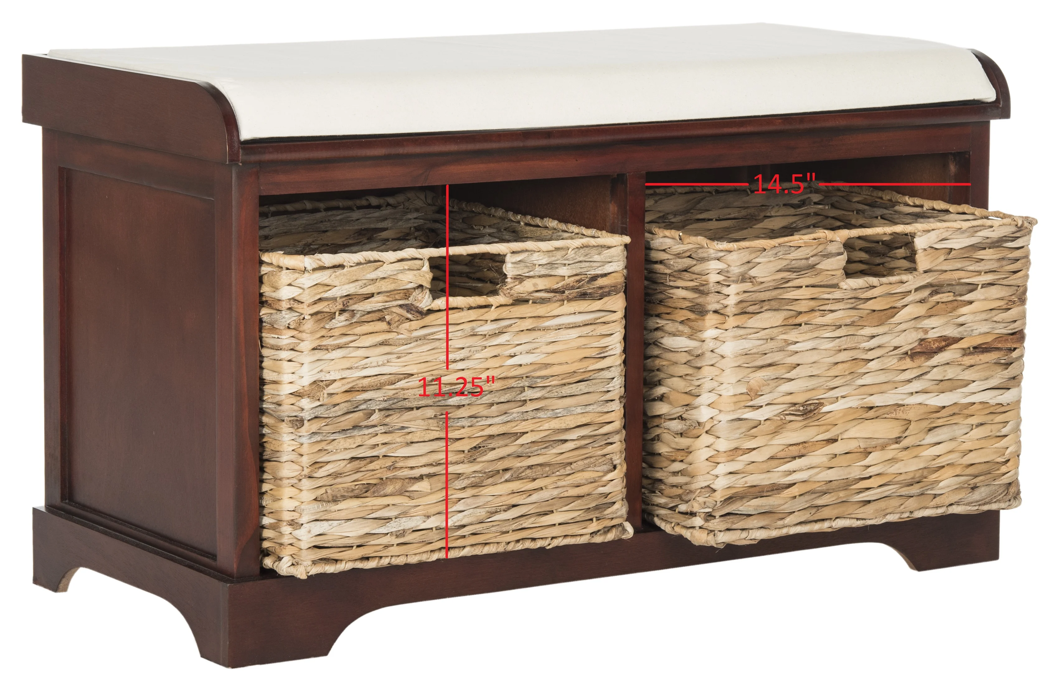 SAFAVIEH Freddy Contemporary Wicker Storage Bench with Cushion, Vintage Grey - Image 14
