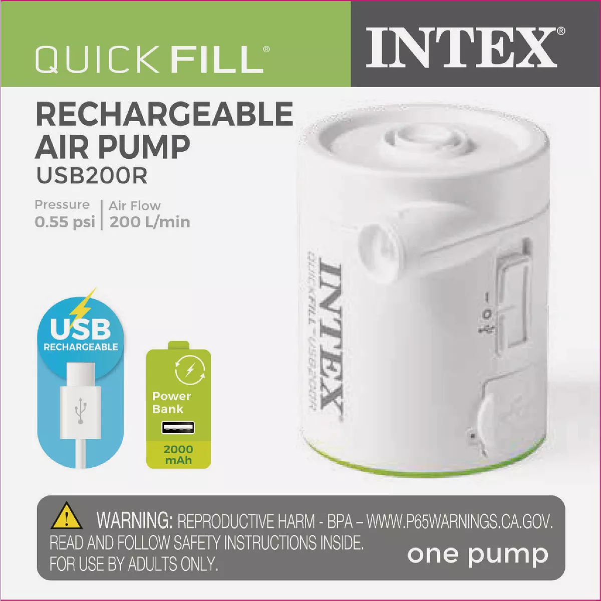 Intex Quick-Fill USB Rechargeable Electric Air Pump
