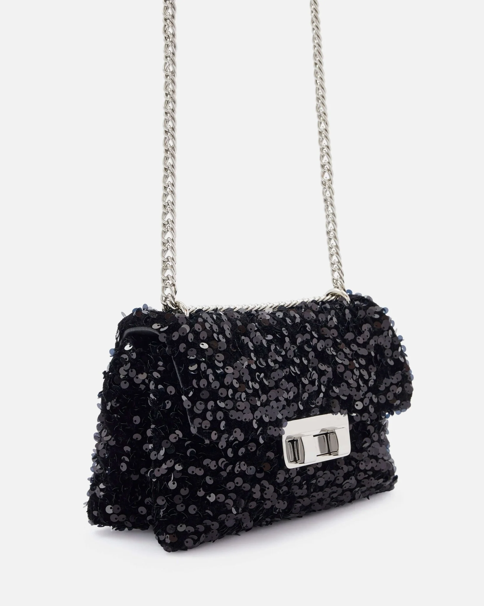 SAC BEA/GLI - A sequins finitions argentées noir
