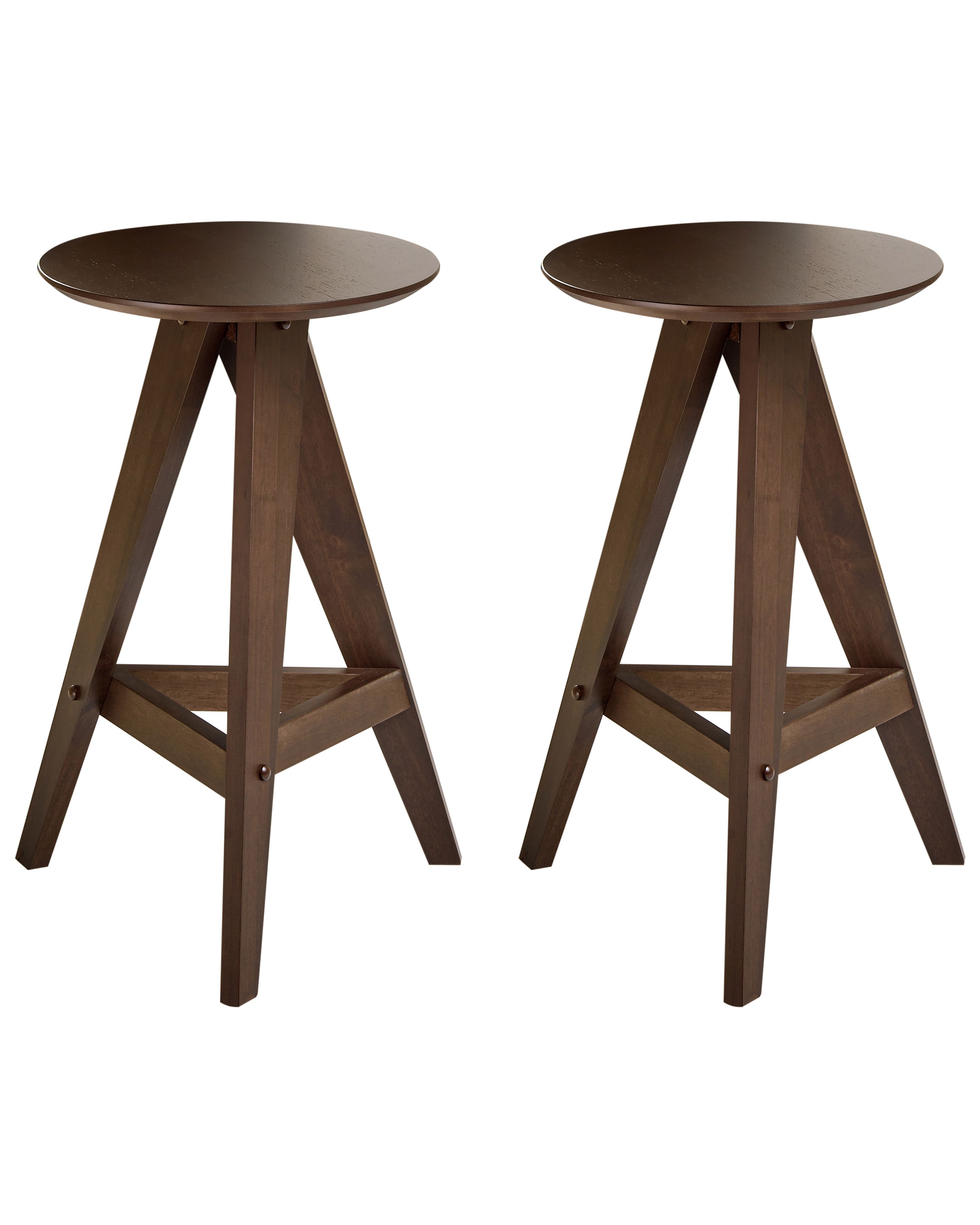 Set of 2 Bar Stools AROMA Wood Dark Brown