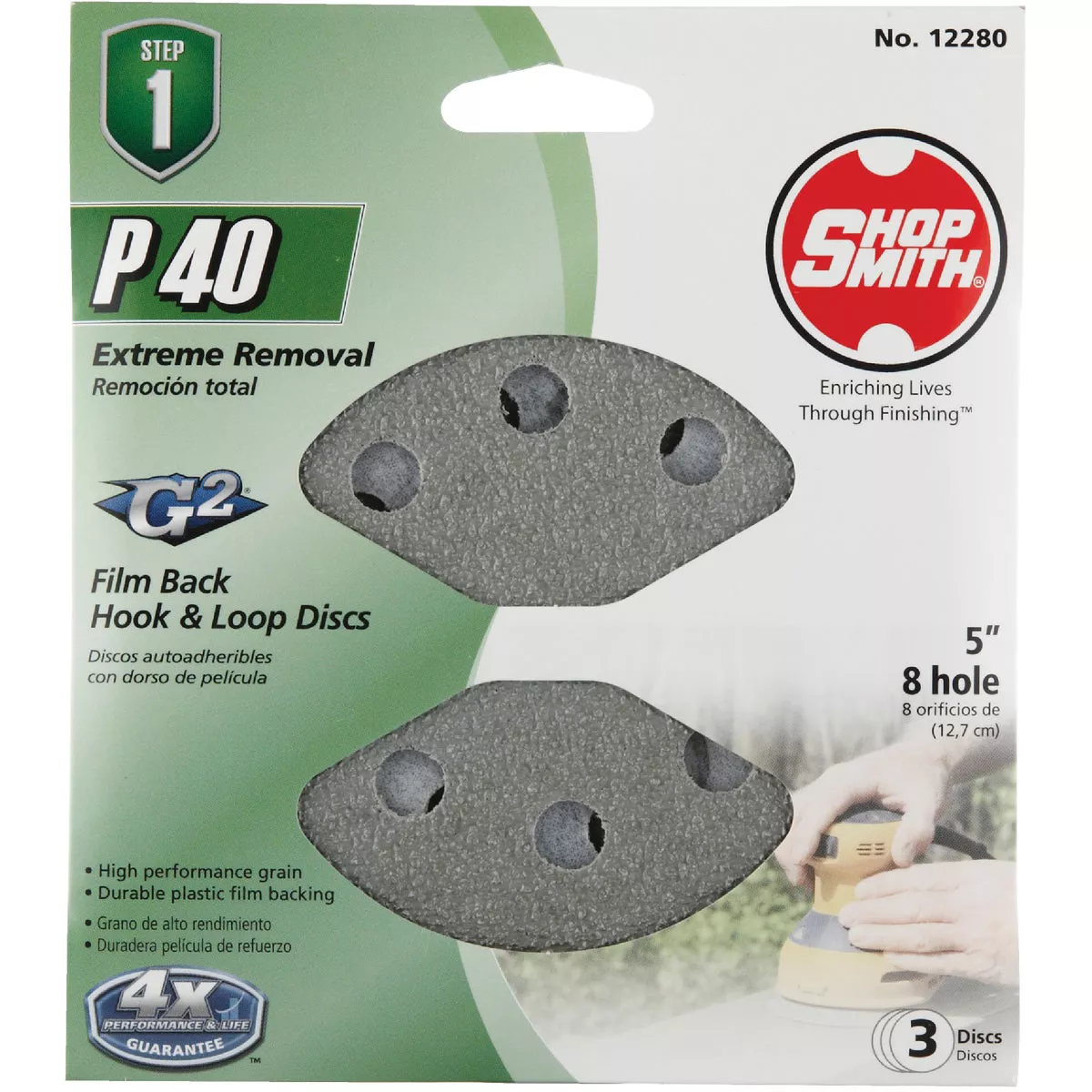 Gator Blade 5 In. 40-Grit 8-Hole Pattern Vented Sanding Disc with Hook & Loop Backing (3-Pack)