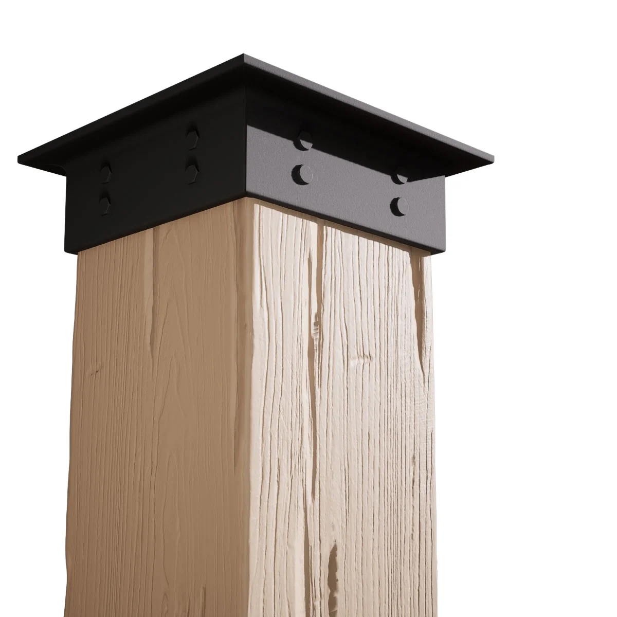 Ekena Millwork 6"W x 5'H Sand Blasted Endurathane Faux Wood Non-Tapered Square Column Wrap with Faux Iron Capital & Base - Image 24