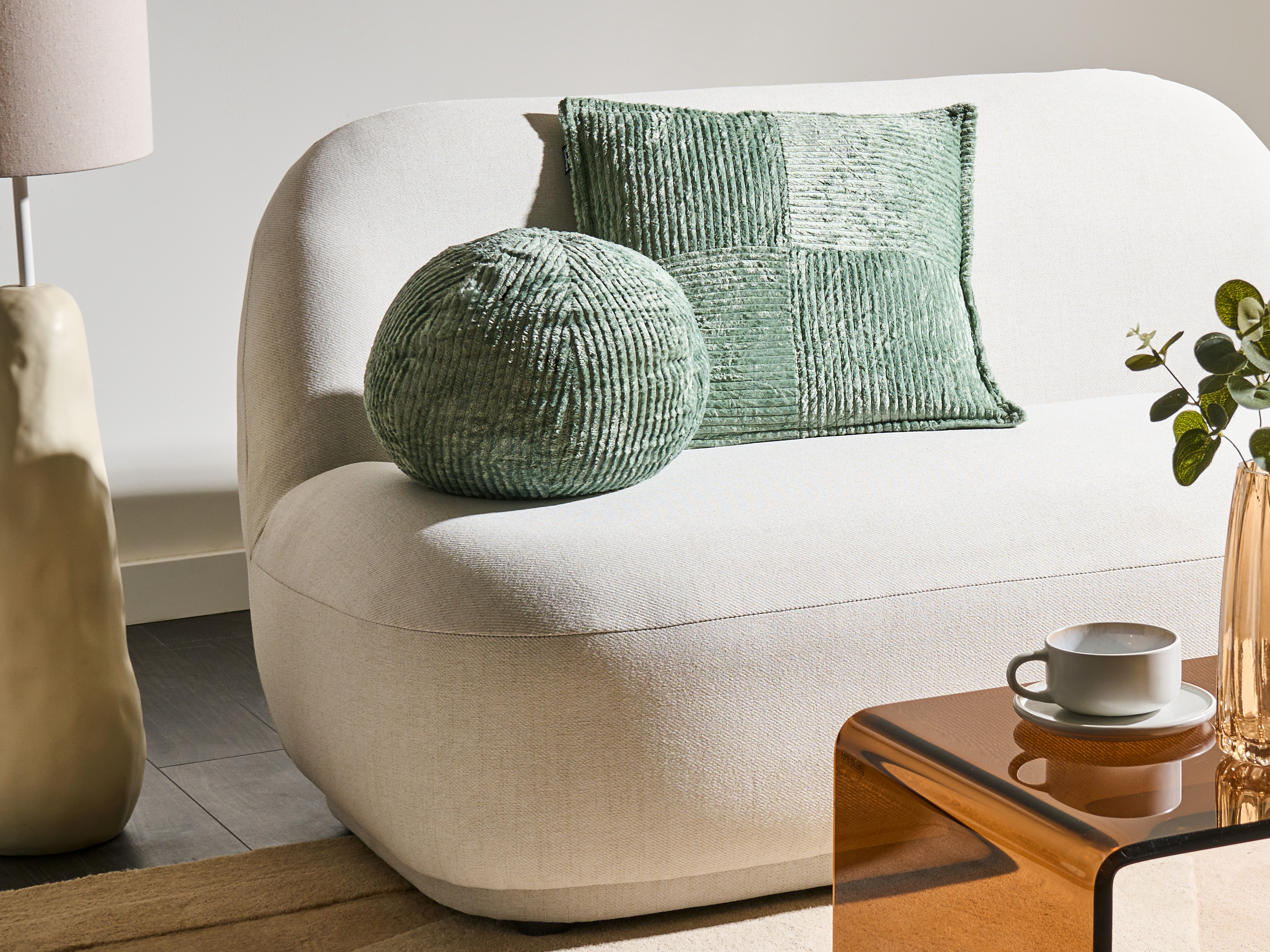 Set of 2 Decorative Cushions MARANTA Corduroy 30 x 30 cm 45 x 45 cm Green Solid