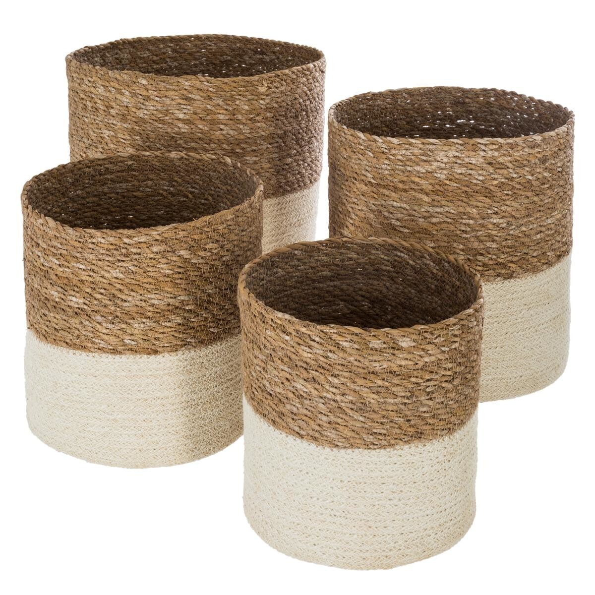 Set of 4 jute baskets White