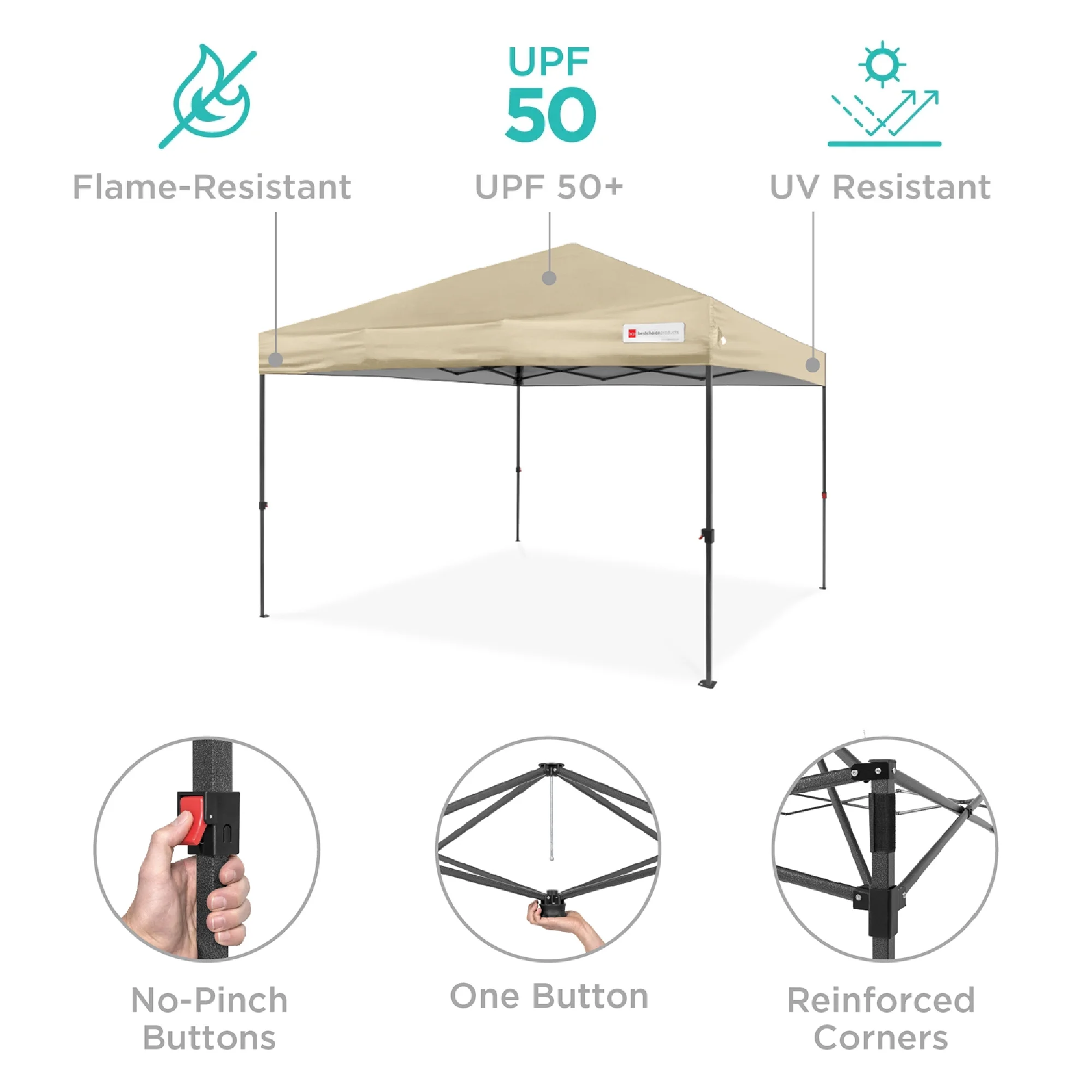 Best Choice Products 10x10ft Easy Setup Pop Up Canopy w/ 1-Button Setup, Wheeled Case, 4 Weight Bags - White - Image 95