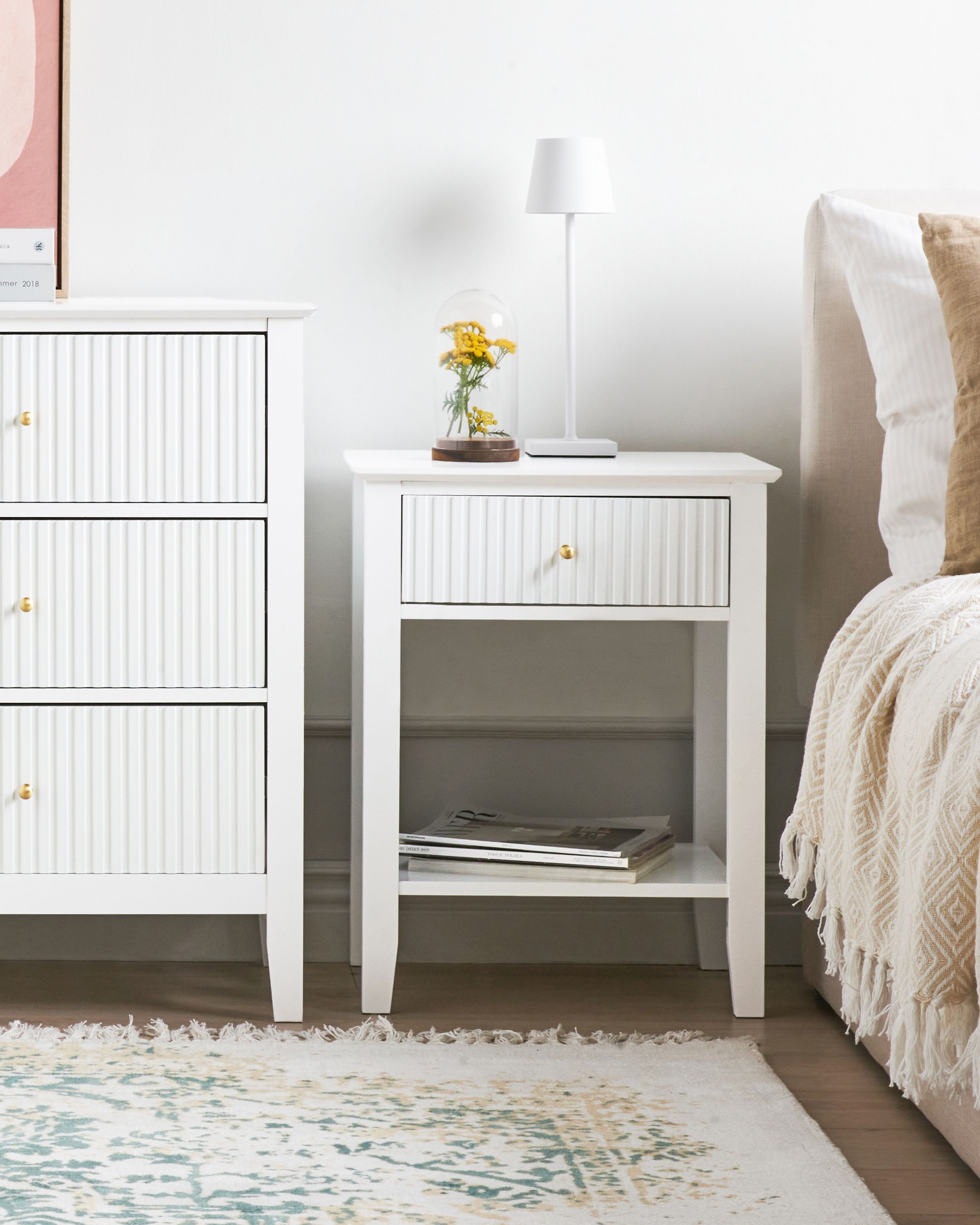 1 Drawer Bedside Table ASSISI White