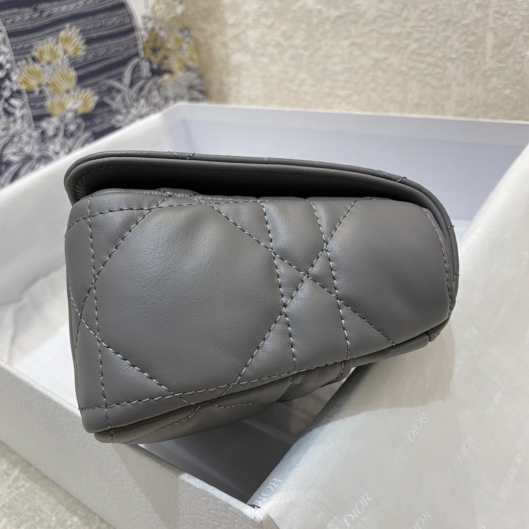 Christian Dior Mini Dior Caro Bag Gray Padded Macrocannage, Gray, For Women Women’s Handbags, Crossbody Bags, 20cm CD1:1High-quality replica
