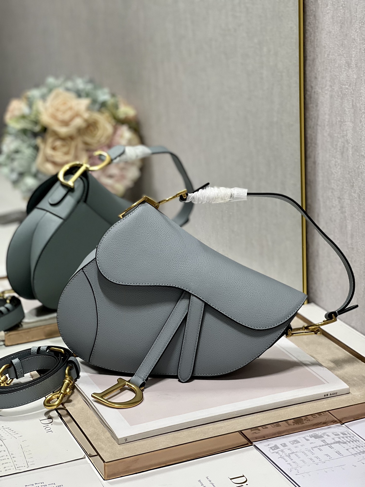 Dior Christian Dior Saddle Bag With Strap Grey For Women 10in/25.5cm1:1High-quality replica