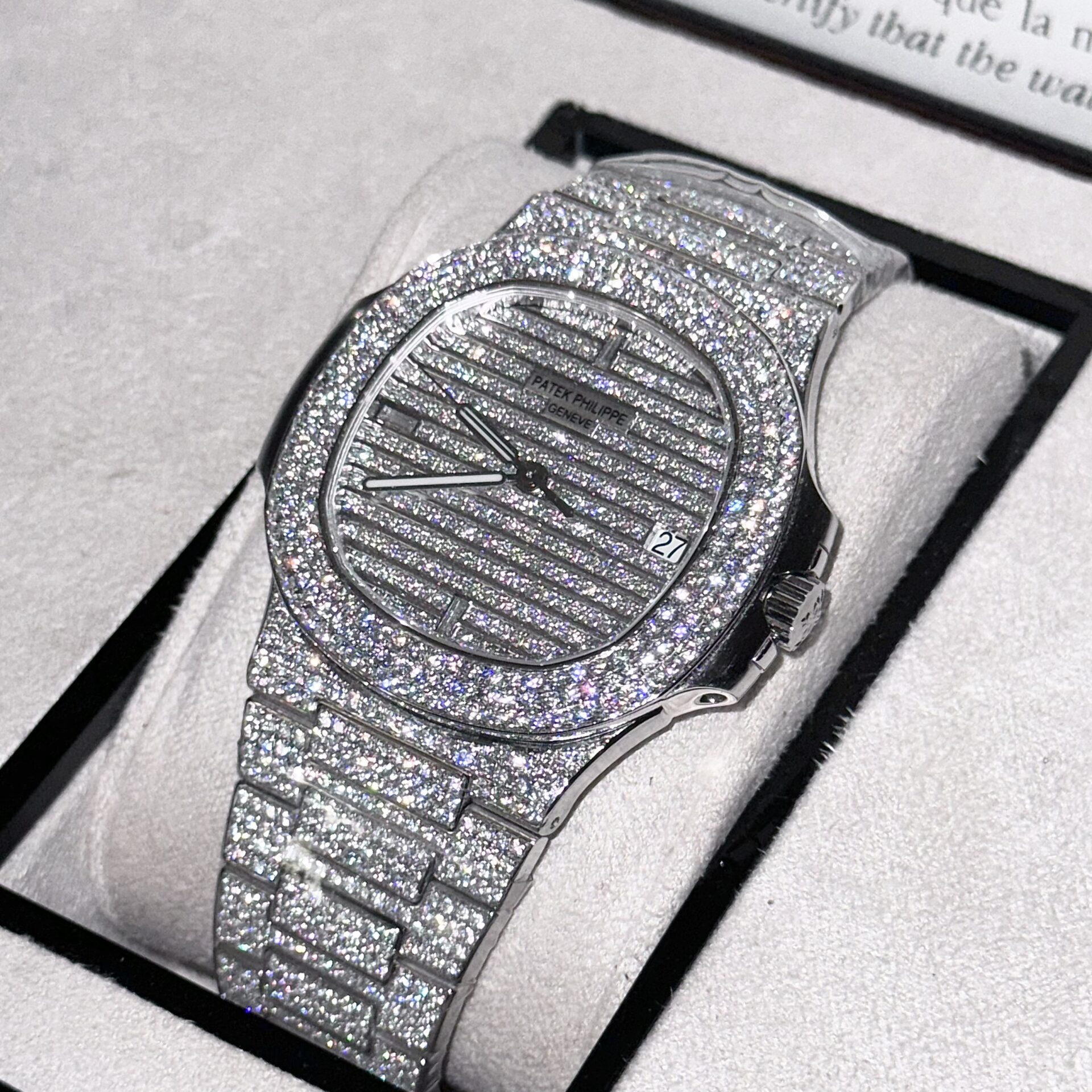 Patek Philippe Nautilus 5719 Best Replica Watch Custom Full Moissanite Diamonds 40mm - Top club