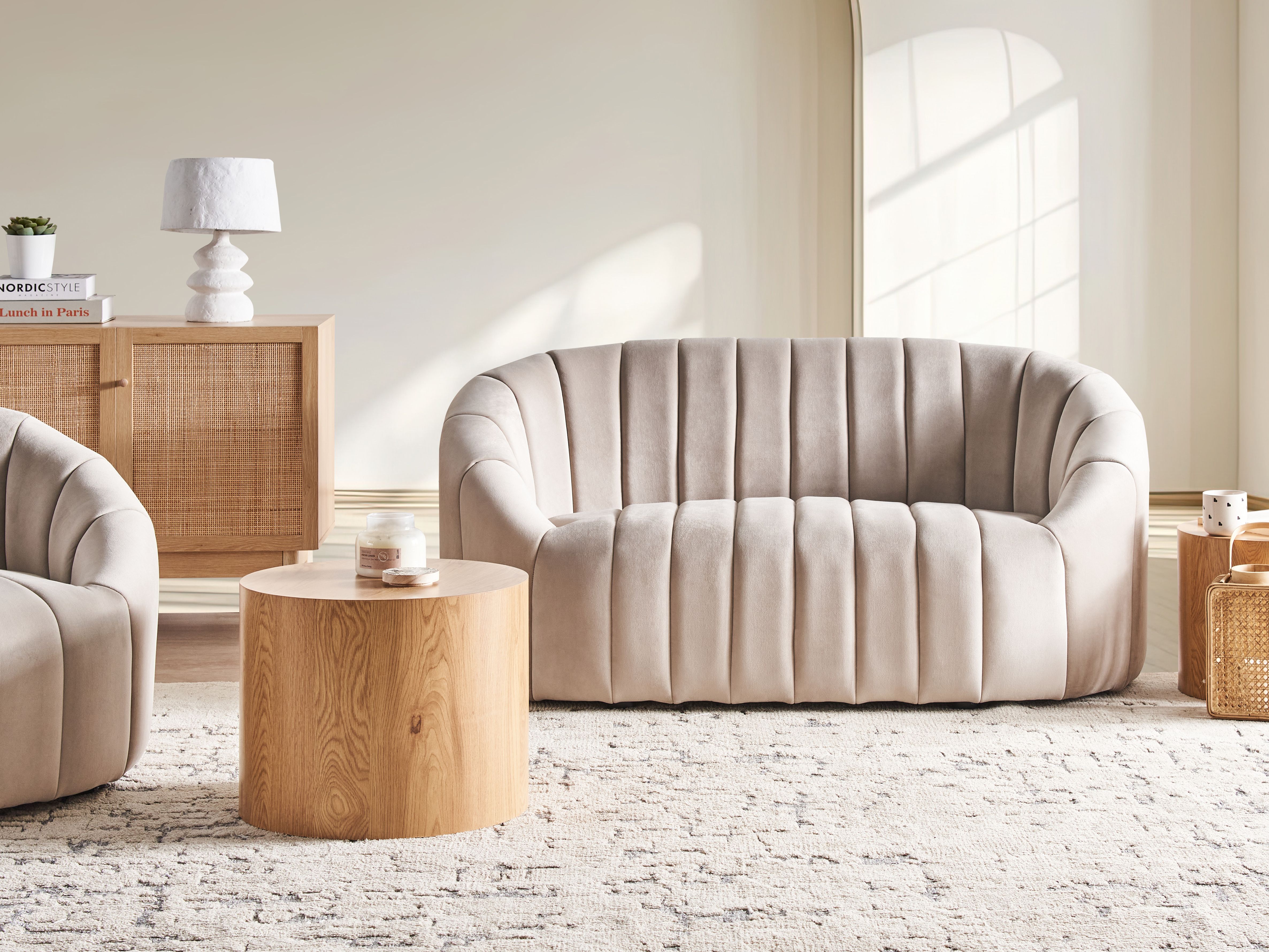 Sofa 2 Seater MALUNG Velvet Beige