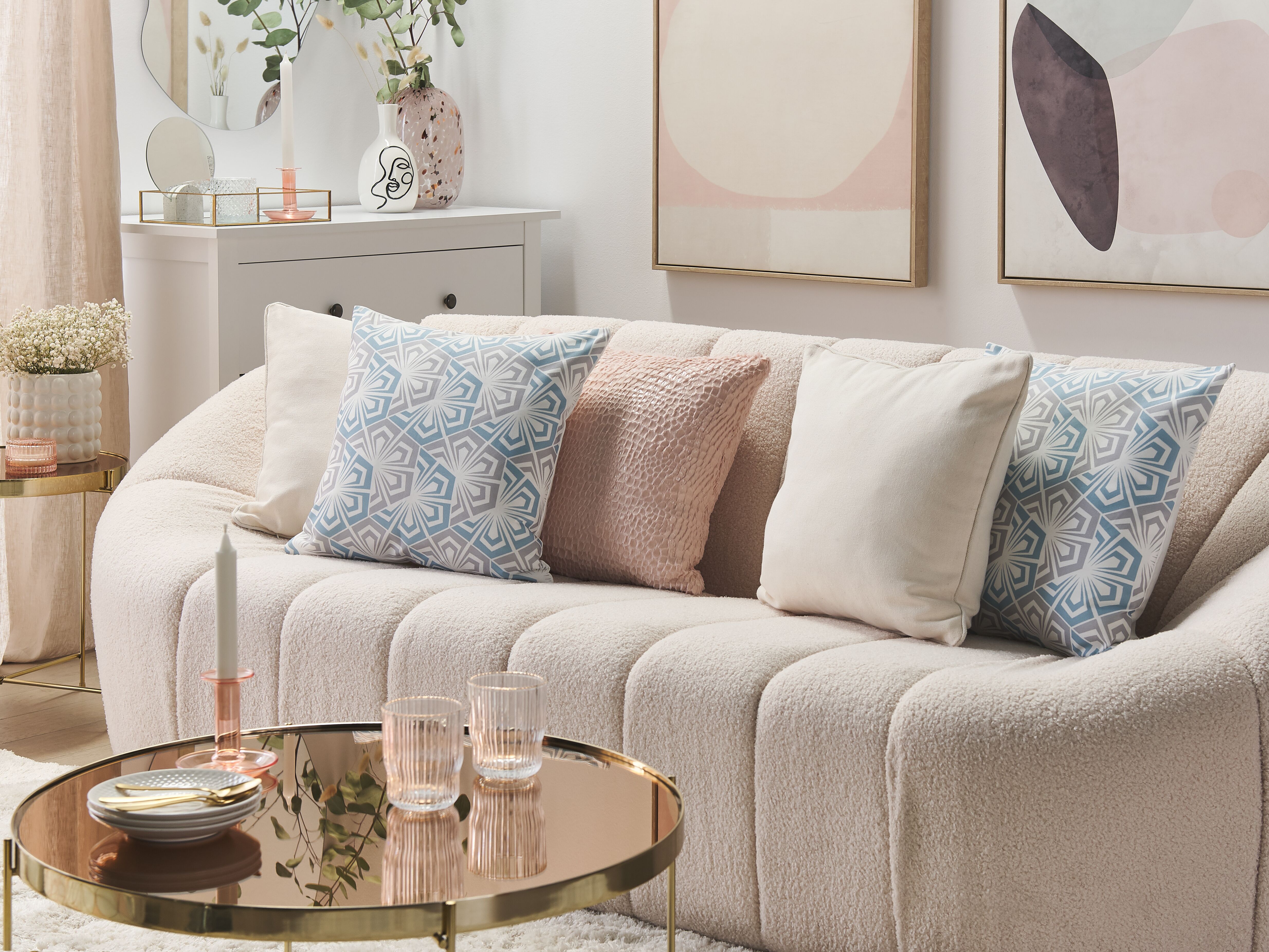 Set of 2 Decorative Cushions PRIMROSE 45 x 45 cm Light Blue Ikat