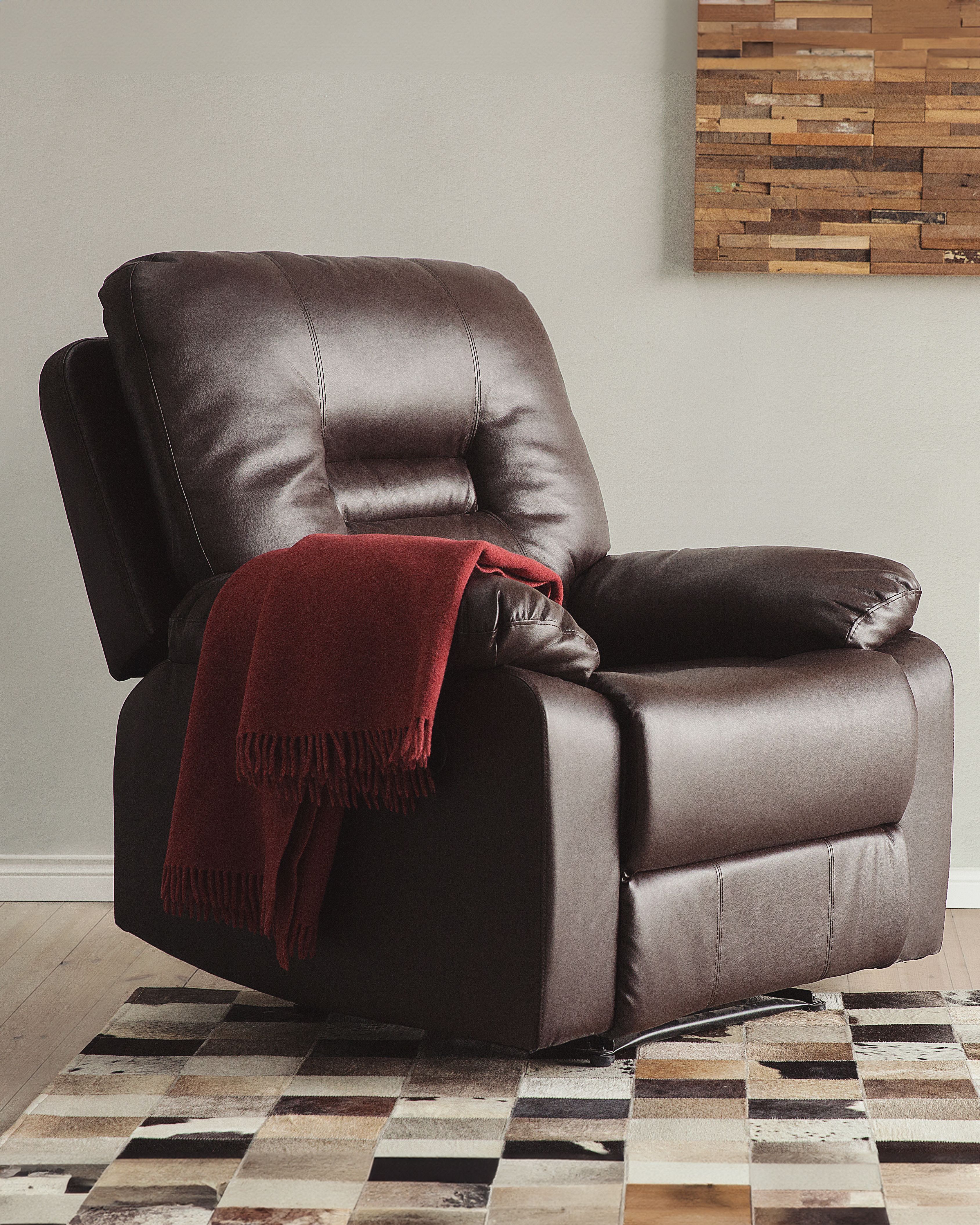 Recliner Chair BERGEN with Footrest Faux Leather Brown