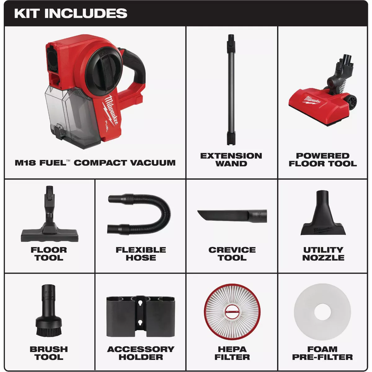 Milwaukee M18 FUEL 18V Lithium-Ion Brushless Cordless Compact Bagless Stick Vacuum Cleaner (Tool Only)