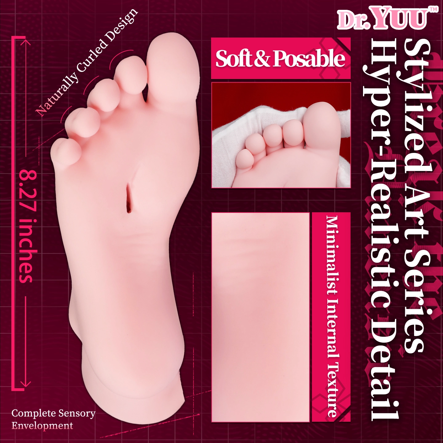 Bending the soft movable toes on the Dr.YUU foot fetish toy.