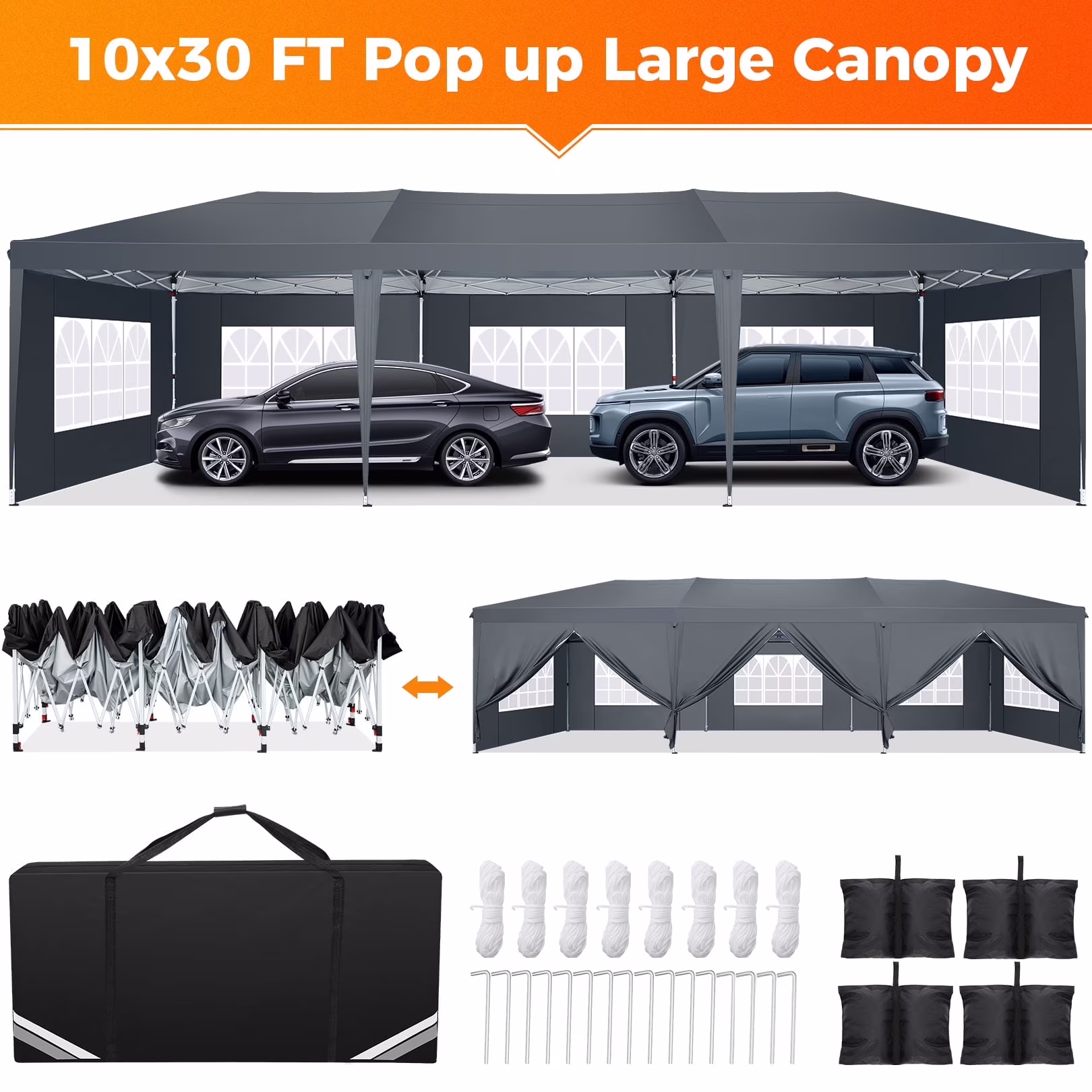 SANOPY 10'x10' EZ Pop Up Canopy Tent Outdoor Party Instant Shelter Portable Folding Beach Canopy with 4 Sandbag & Carrying Bag, Black - Image 18
