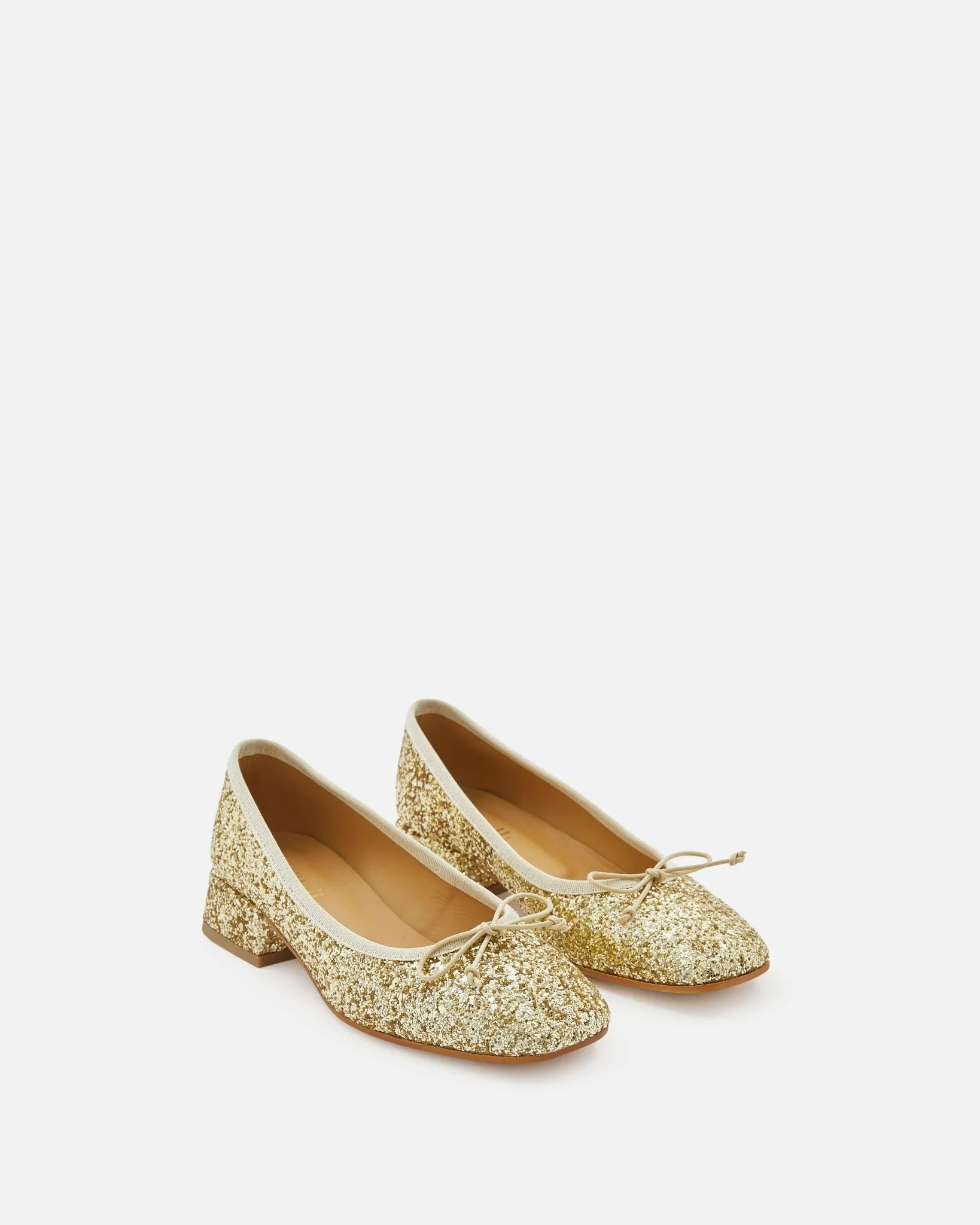 BALLERINES CELSA/GLI - En cuir pailletés à talons carrés platine