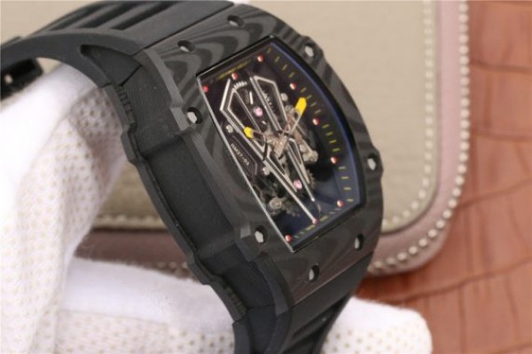 Replica Richard Mille RM027-03 Full Black Carbon Skeleton Dial Black Rubber Strap 6T51 - Top club