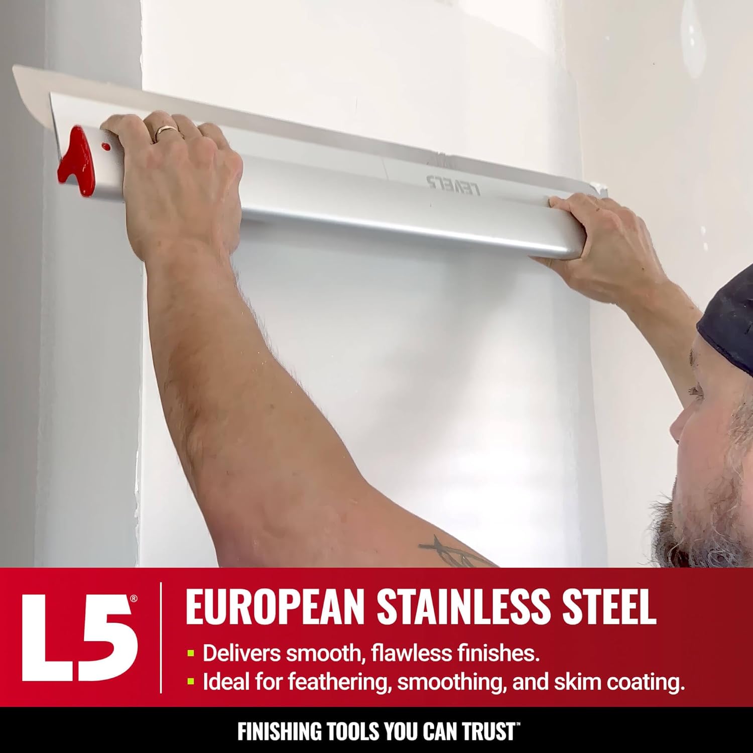 LEVEL5 24-Inch Skimming Blade | Precision 0.3mm German stainless steel blade insert (replaceable), ergonomic aluminum blade profile | 4-924