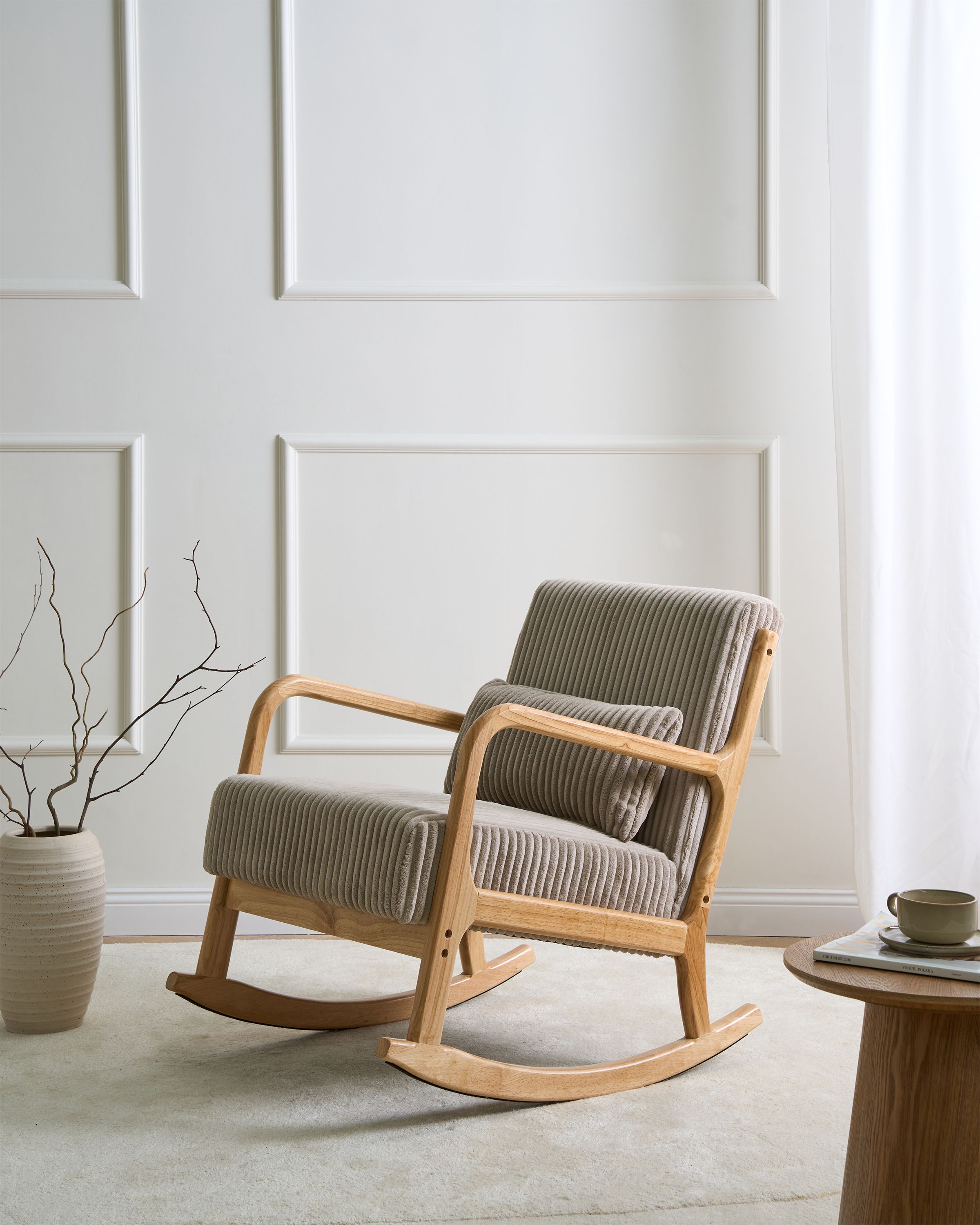 Rocking Chair SORSELE Corduroy Beige