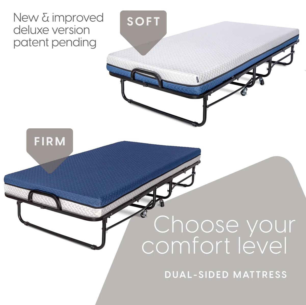 Milliard Diplomat Adjustable Size Modern Folding Bed with Memory Foam Mattress - Image 27