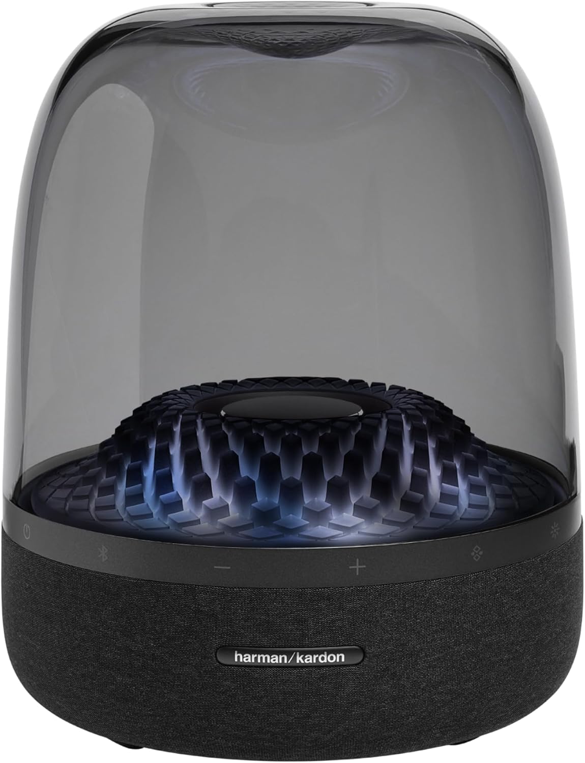 Harman Kardon Aura Studio 4 - Bluetooth Home Speaker - Superior Sound Performance - 5 Diamond-Effect Lighting Themes - Made with Recycled Materials (Renewed)  Black