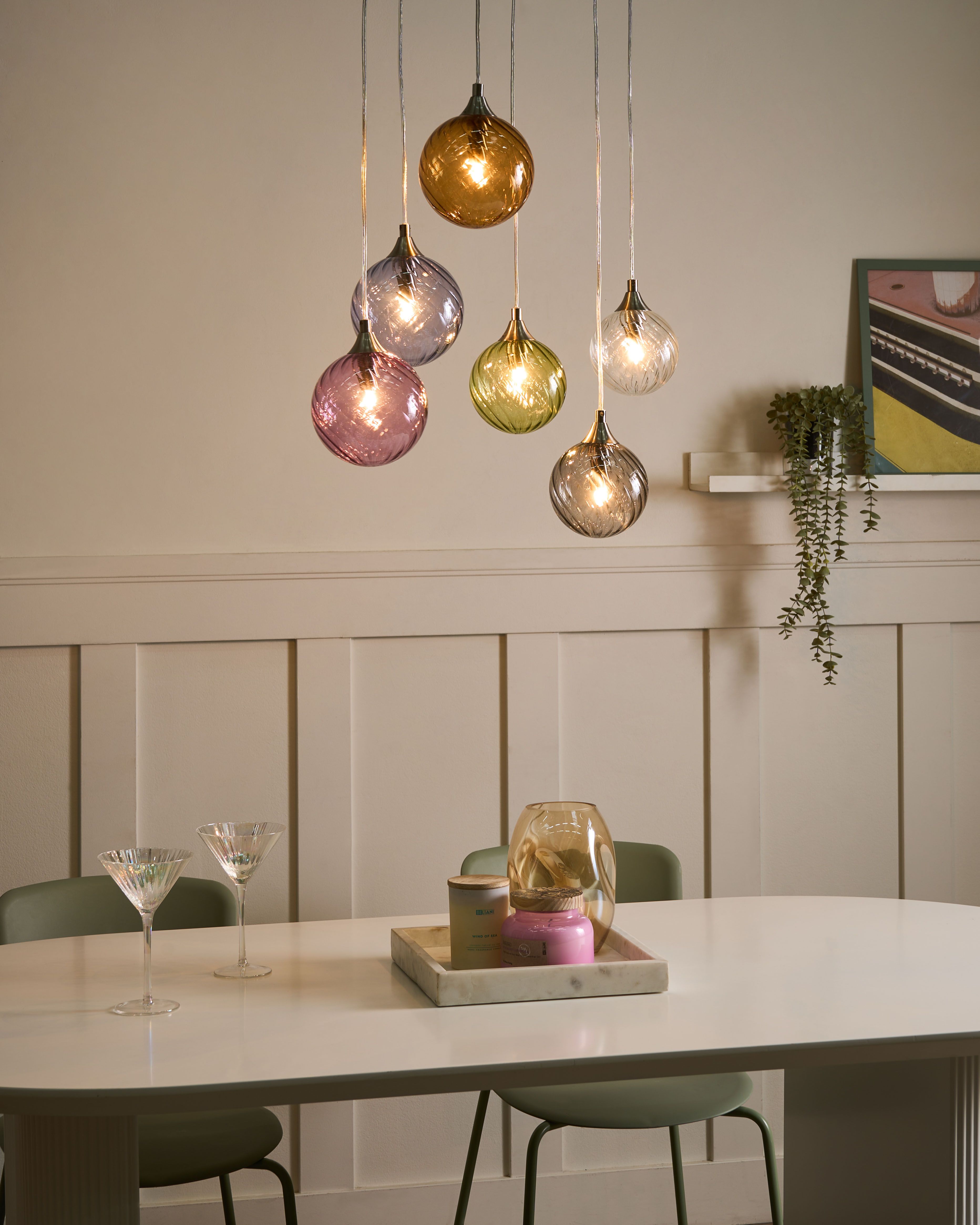 6 Light Pendant Lamp TUDDI Glass Multicolour