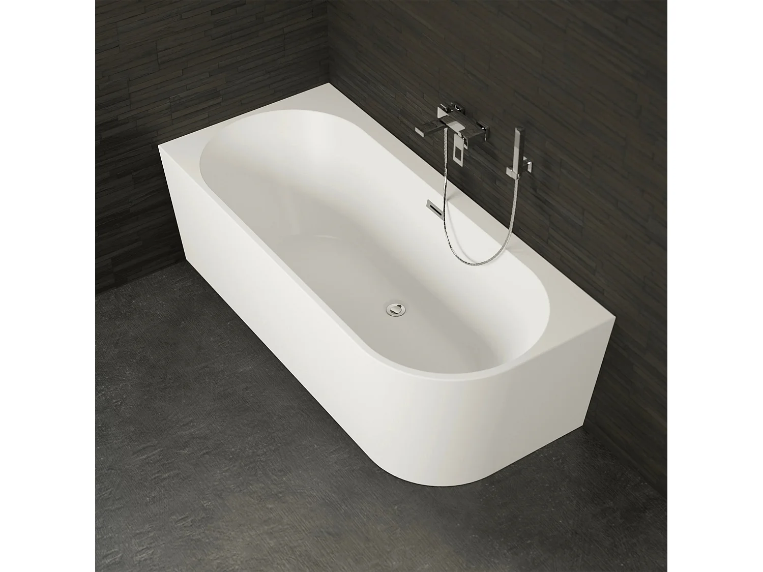 Baignoire Ilot Capri 180 gauche blanche 180 x81 x58 cm, by SPALINA