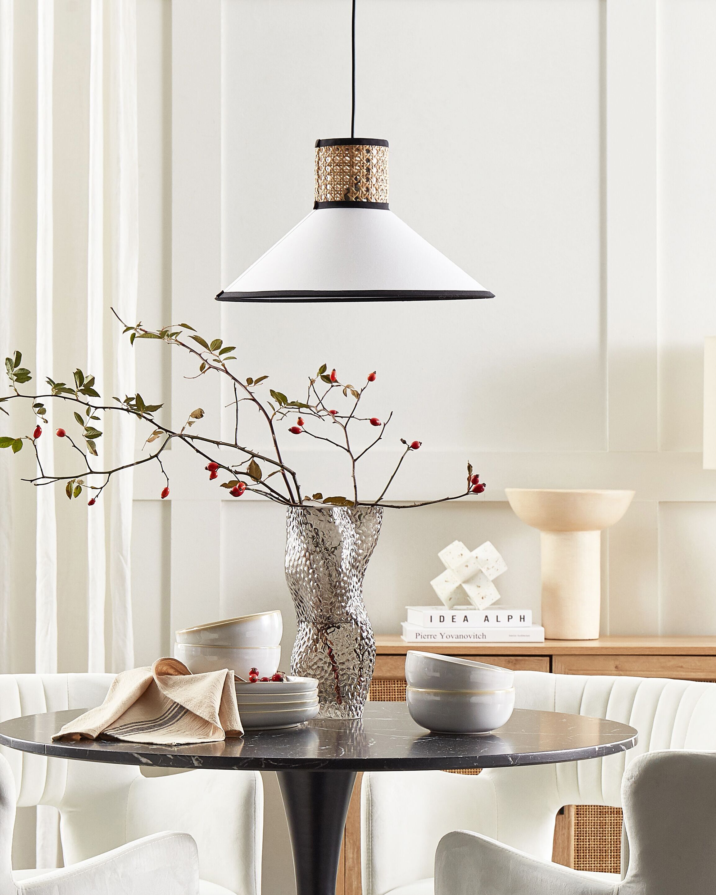 Pendant Lamp MANTUA Rattan White
