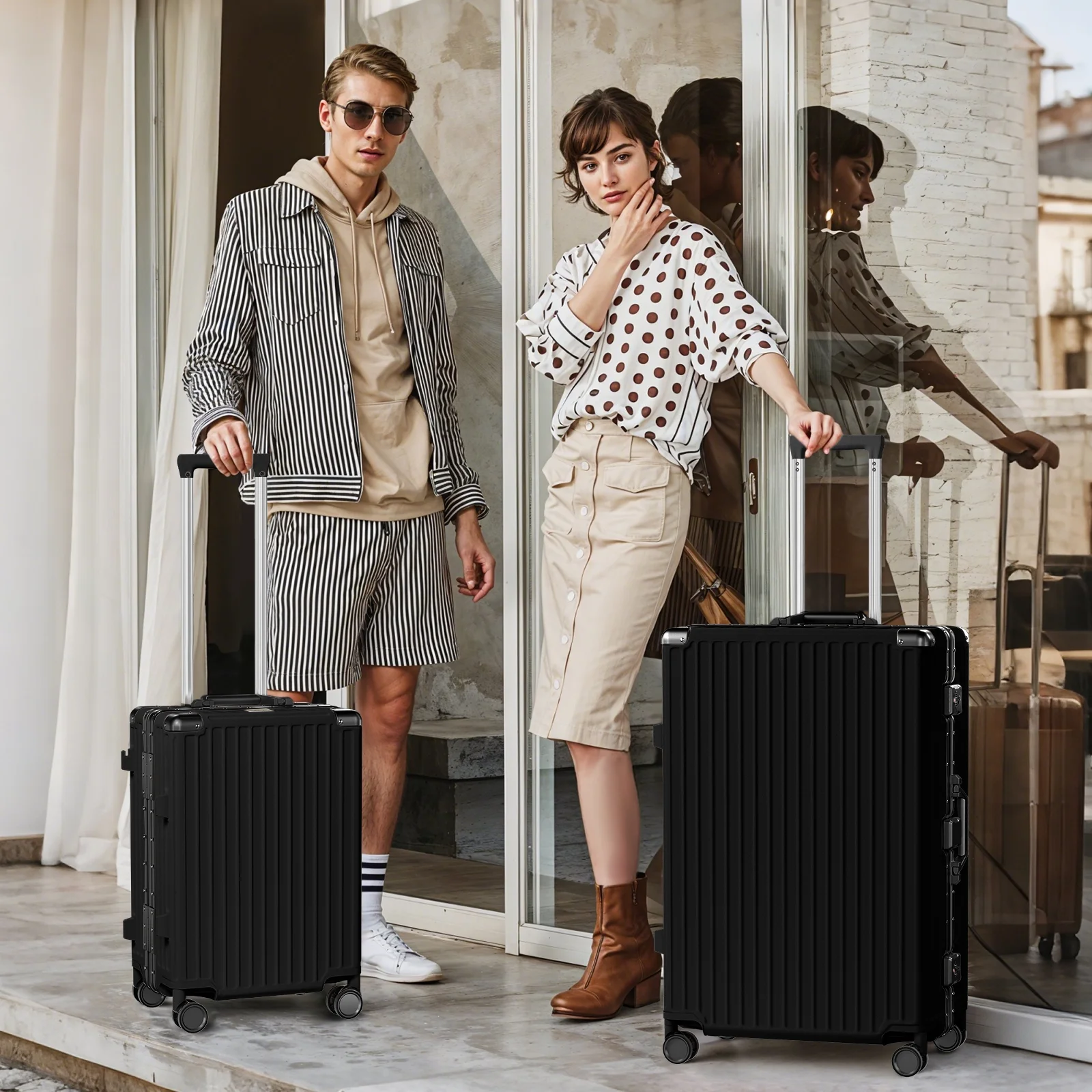 Luggage Aluminium Frame PC ABS Hardshell Suitcase with Spinner Wheels TSA Lock Zipperless Luggage 28 inch Silver - Image 31