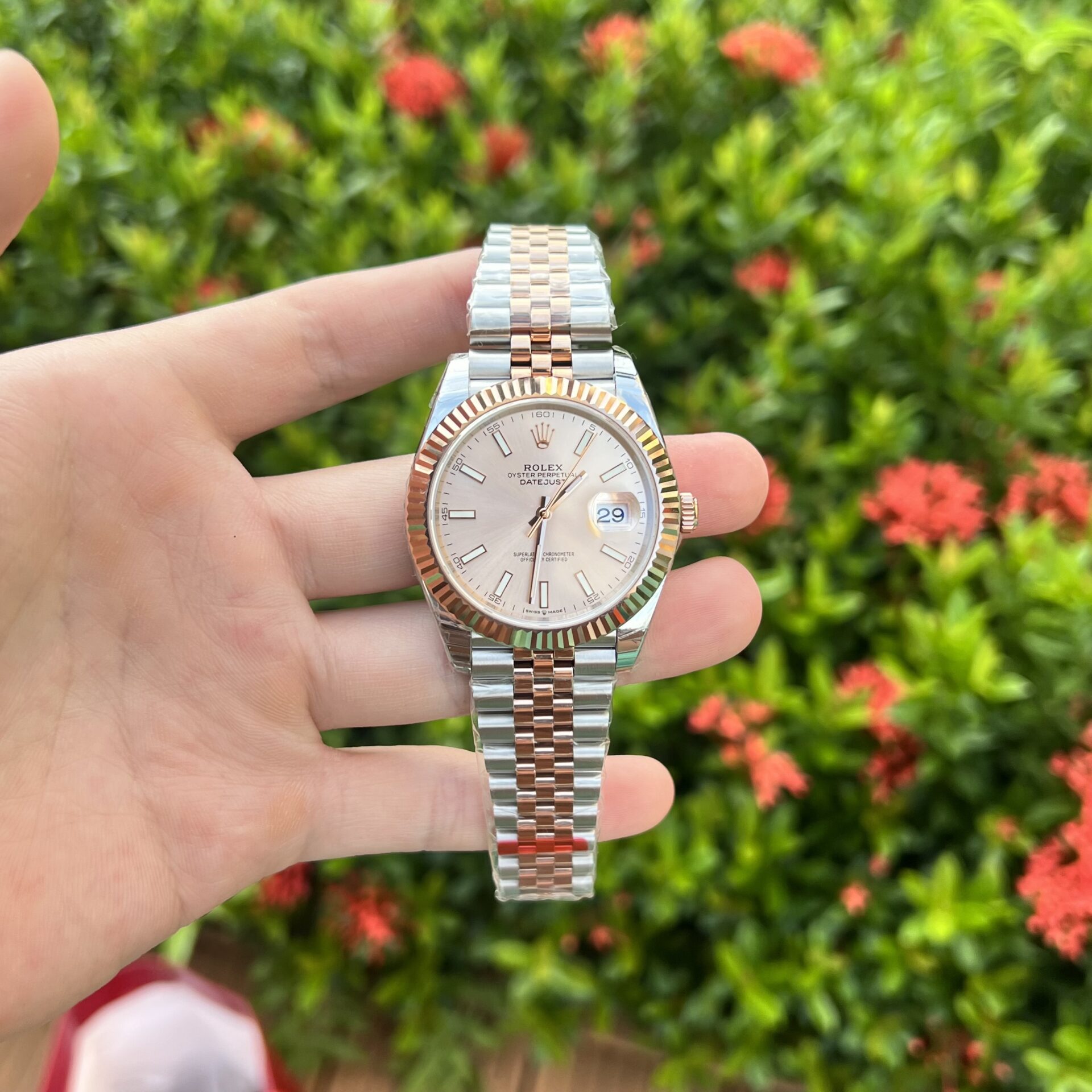 Rolex Replica 11 Watch DateJust Pink Dial Jubilee Strap Factory EW 41mm - Elite Watch Atelier