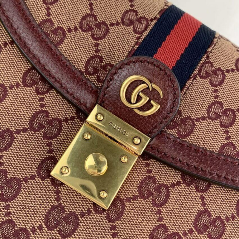 Replica Gucci Ophidia Small Top Handle Bag With Web 651055 Burgundy1:1High-quality replica