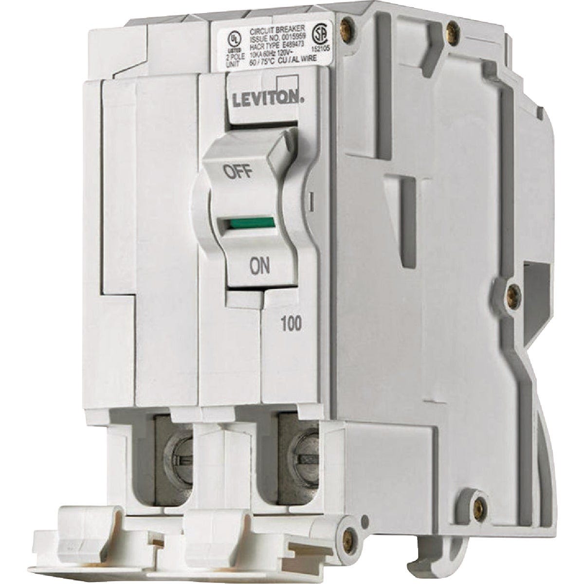 Leviton 100A Double-Pole Plug-On Standard Branch Thermal Magnetic Trip Circuit Breaker