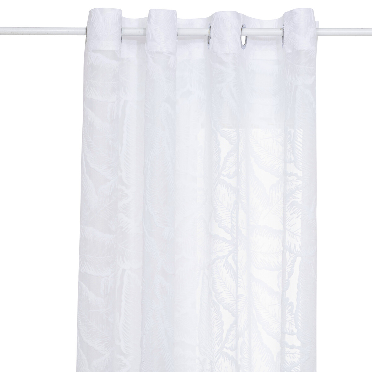 Sheer curtain Leaf pattern "Lazi" White, 140x240 cm