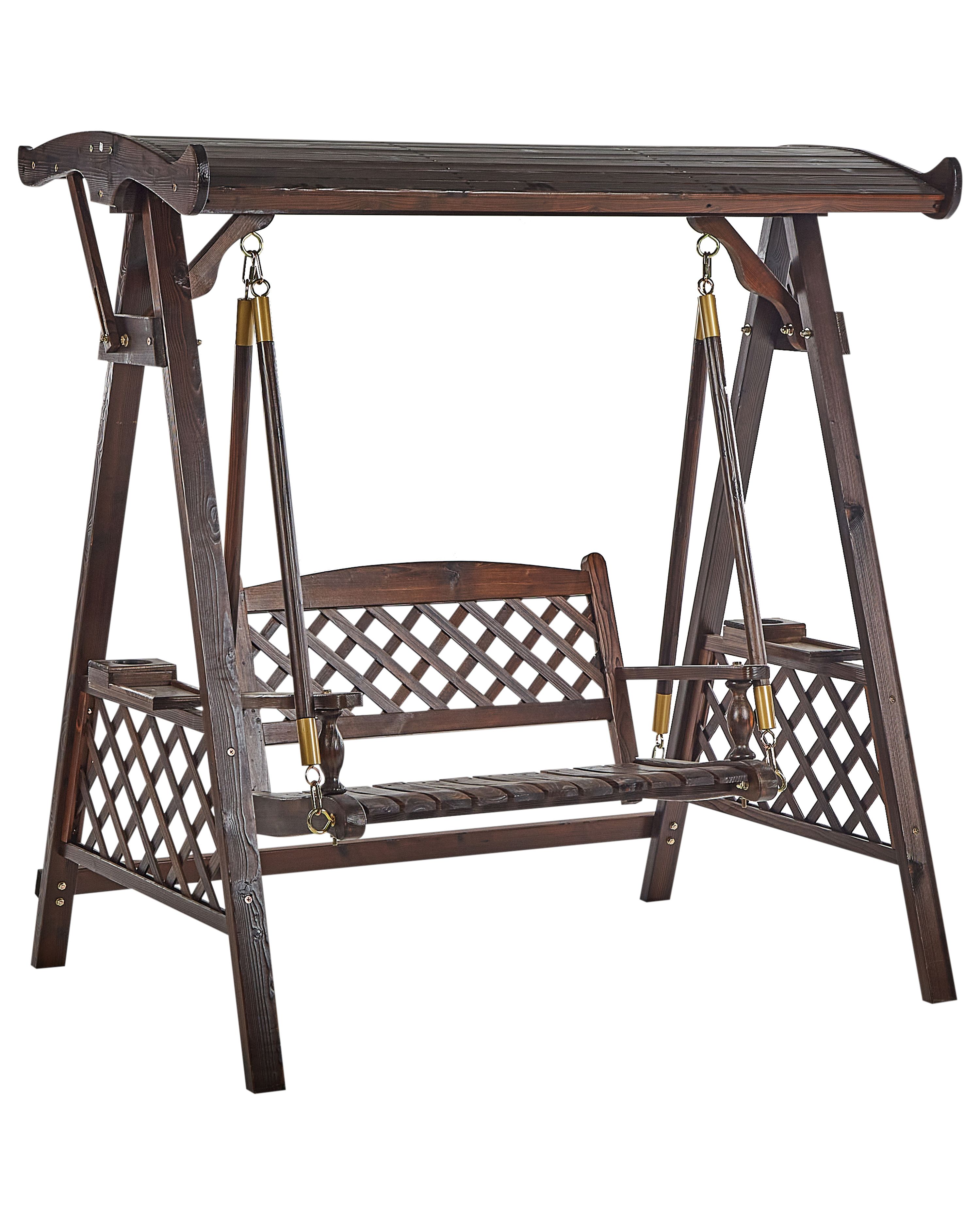 Patio Swing SENARICA Spruce Wood Dark Brown
