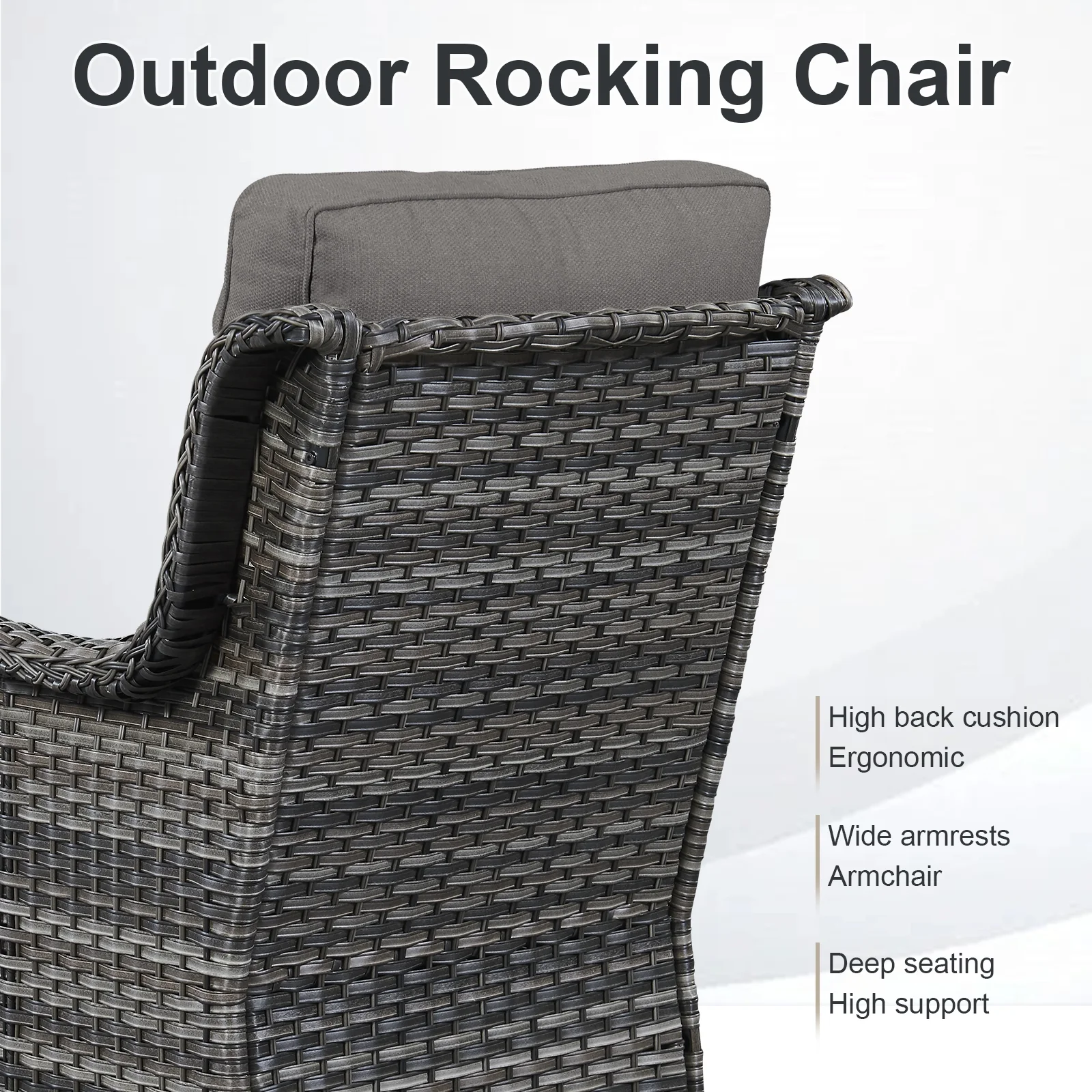 POCASSY Patio Swivel Chairs, Outdoor Wicker Swivel Glider Rocking Chairs with High Back and Thick Cushions for Porch Deck - Set of 2, Beige - Image 15