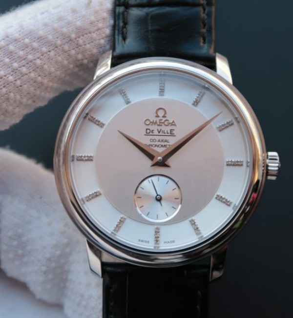 Replica Omega MKF De Ville 39mm Co-Axial White Dial Diamonds Markers Leather A2202 - Top club